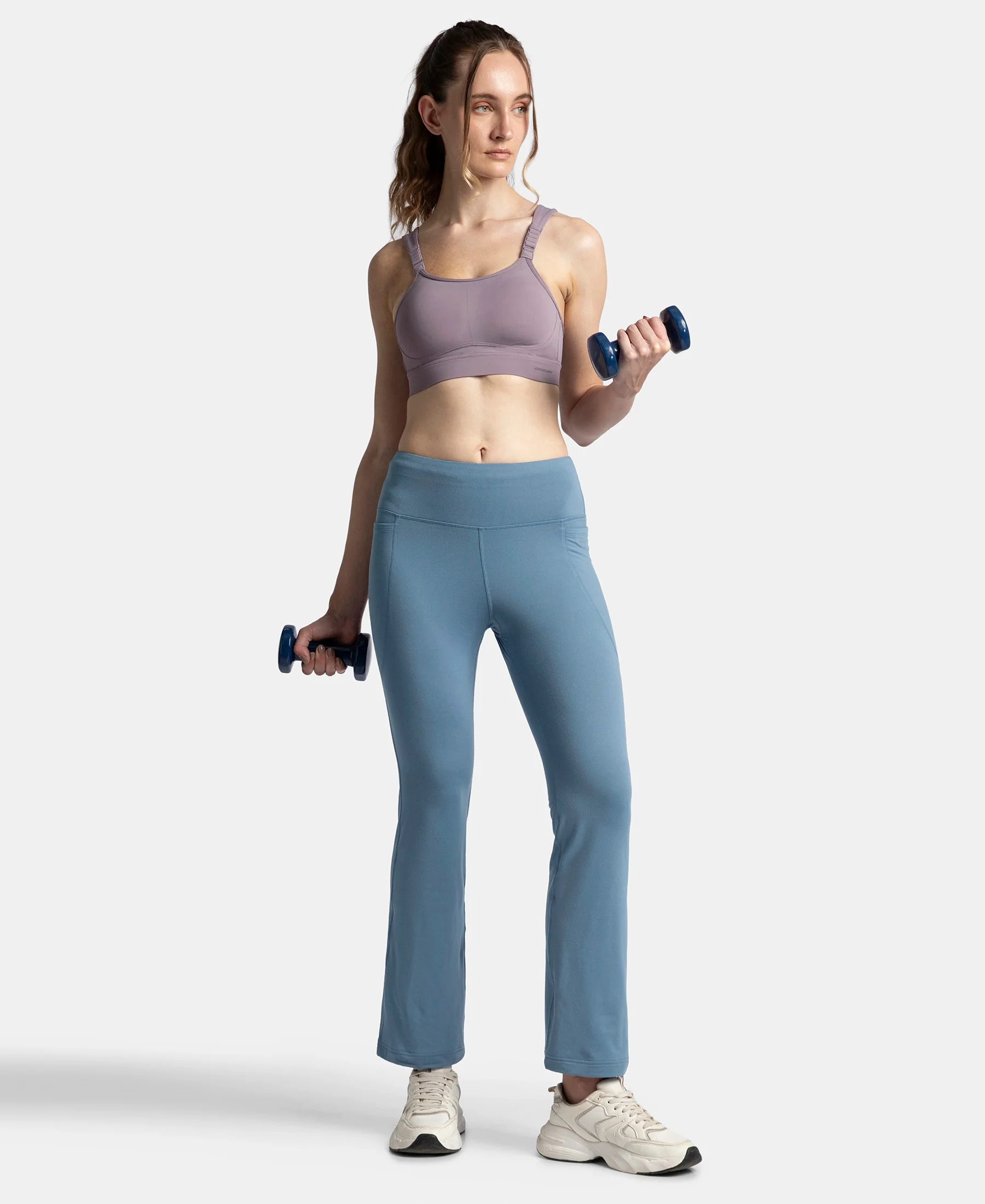 Microfiber Elastane Stretch Regular Fit Flared Pants with StayFresh Treatment - Frost - Image 6