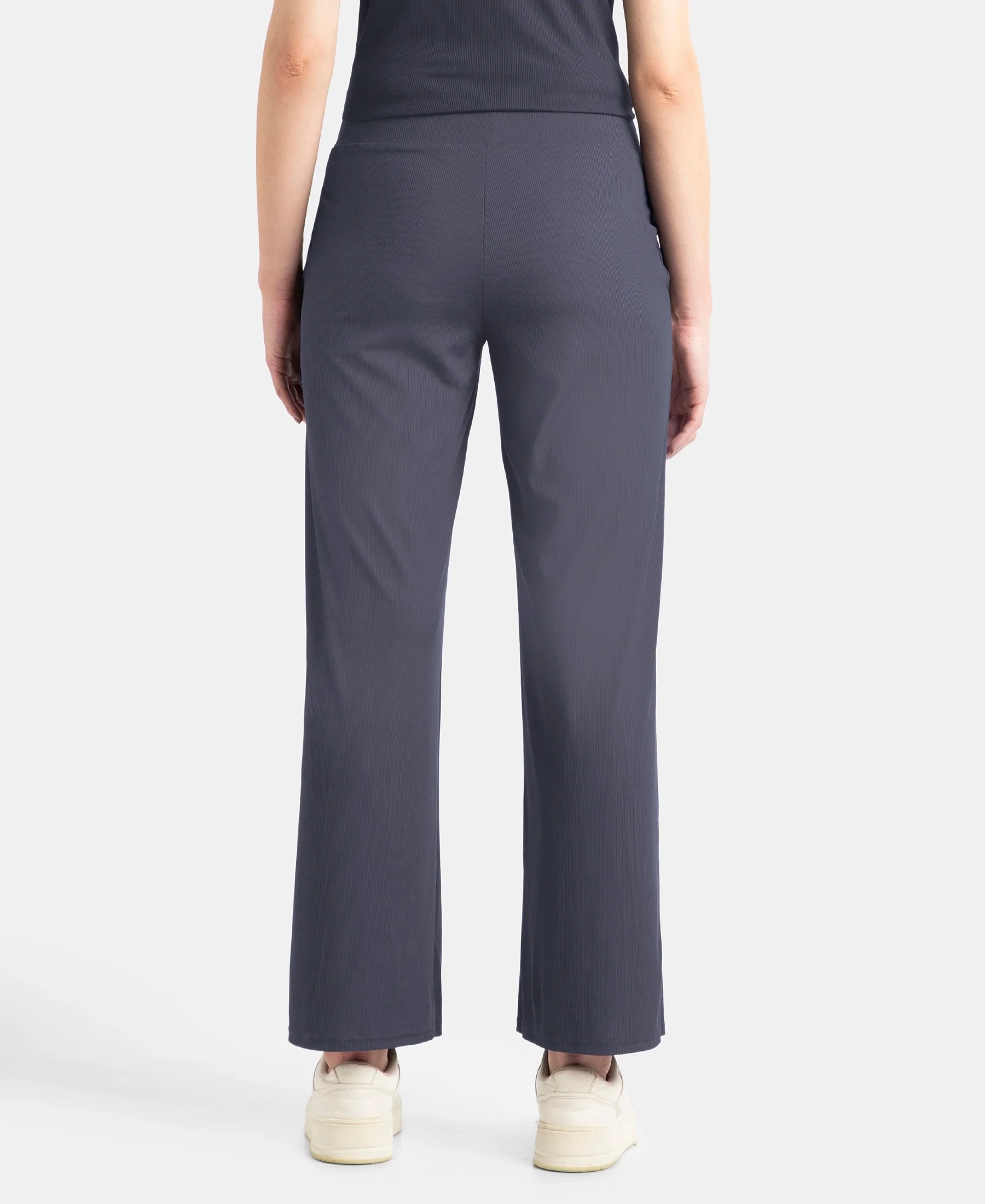 Microfiber Elastane Stretch Regular Fit Wide Leg Pants - Grey Stone - Image 3