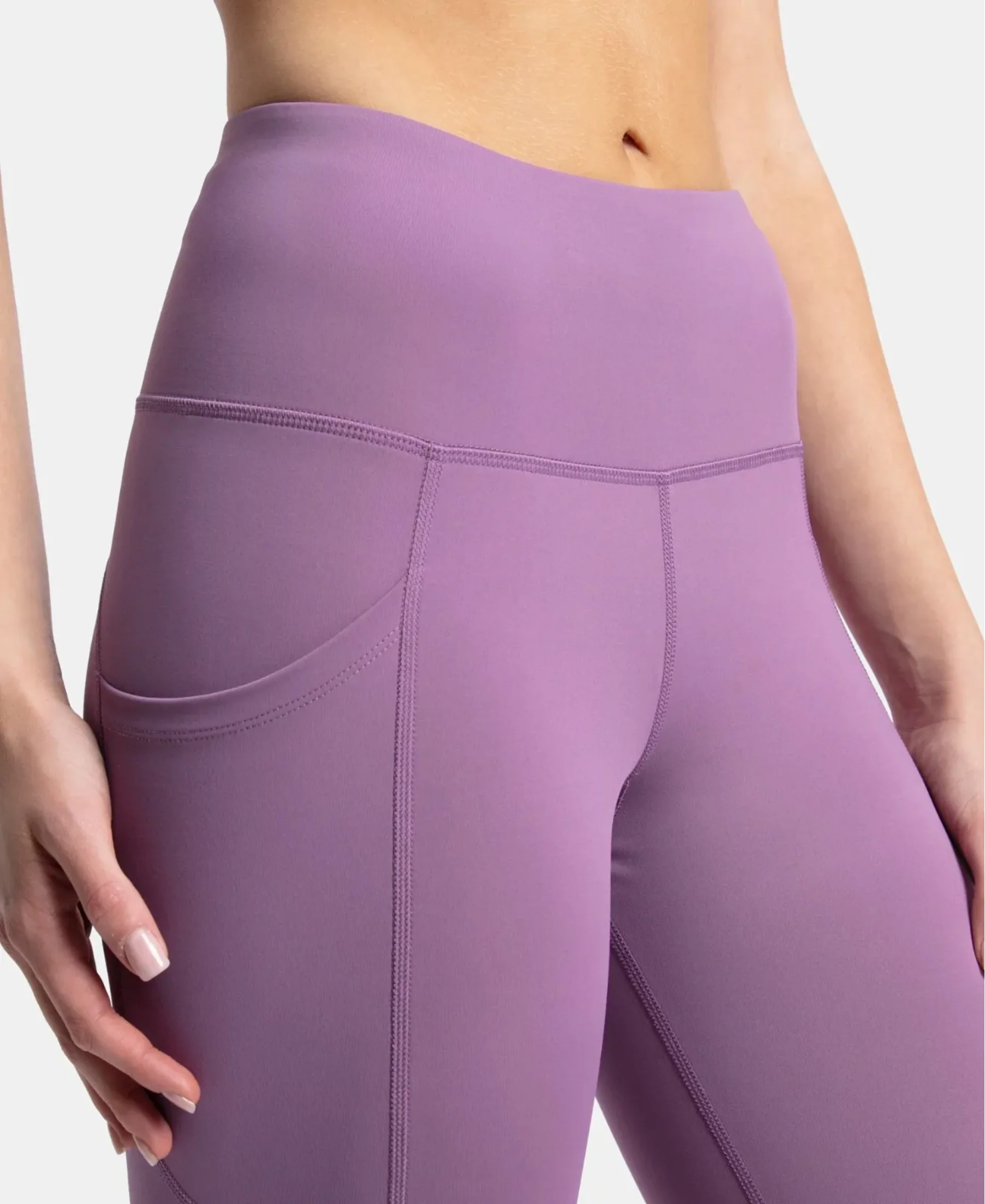 Microfiber Elastane Stretch Slim Fit Capri with Back Waistband Pocket - Chinese Violet - Image 8