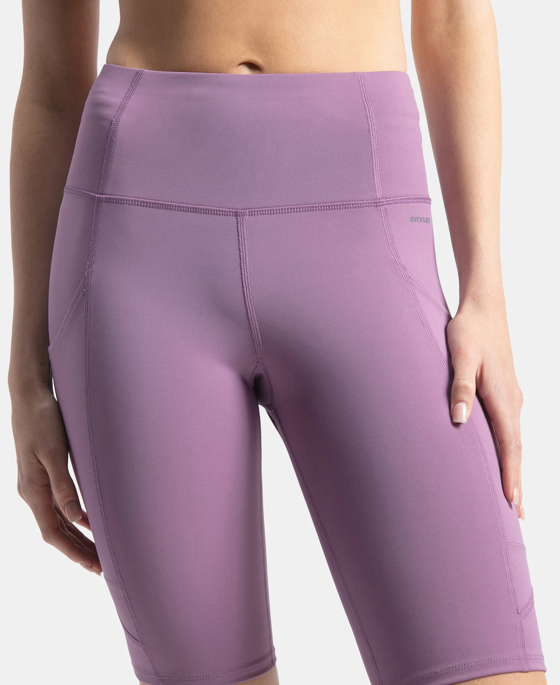 Microfiber Elastane Stretch Slim Fit Shorts with Side Pockets - Chinese Violet - Image 7