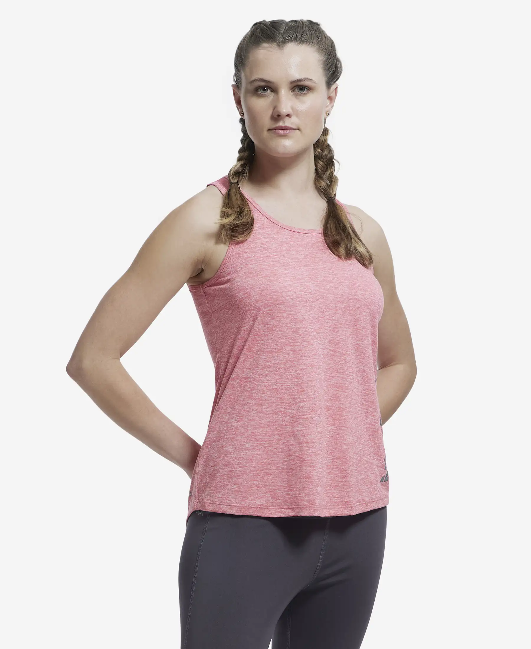 Microfiber Fabric Graphic Printed Tank Top With Breathable Mesh - Coral - Image 2