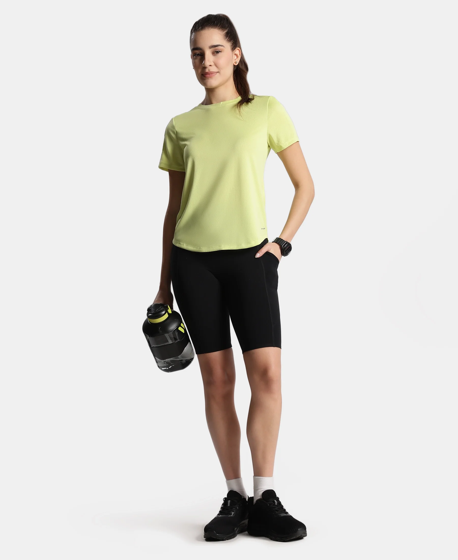 Microfiber Fabric Regular Fit Half Sleeve Breathable Mesh T-Shirt - Daiquiri Green - Image 4