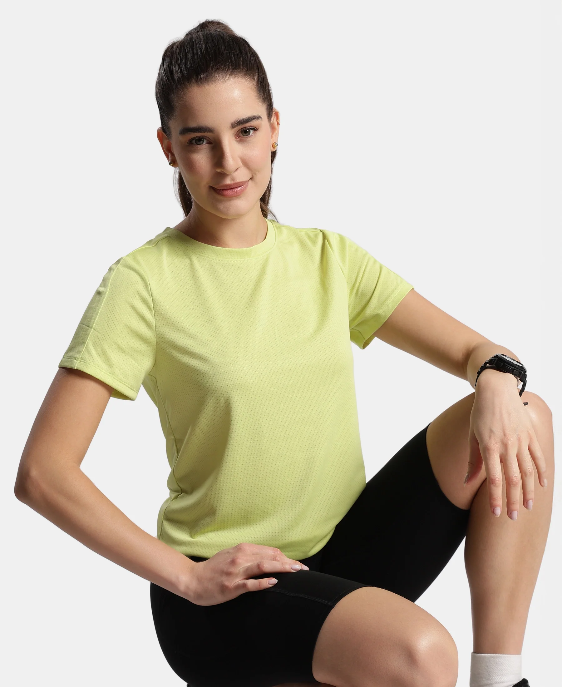 Microfiber Fabric Regular Fit Half Sleeve Breathable Mesh T-Shirt - Daiquiri Green - Image 5