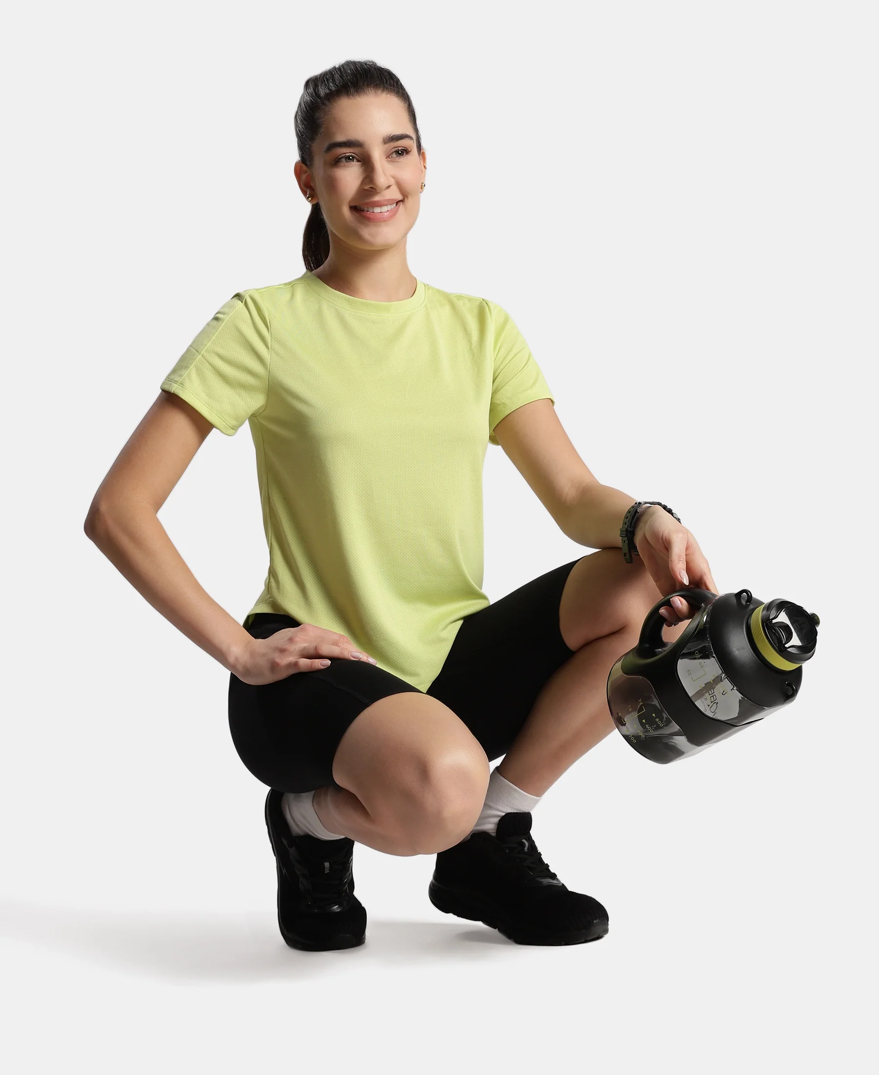 Microfiber Fabric Regular Fit Half Sleeve Breathable Mesh T-Shirt - Daiquiri Green - Image 6