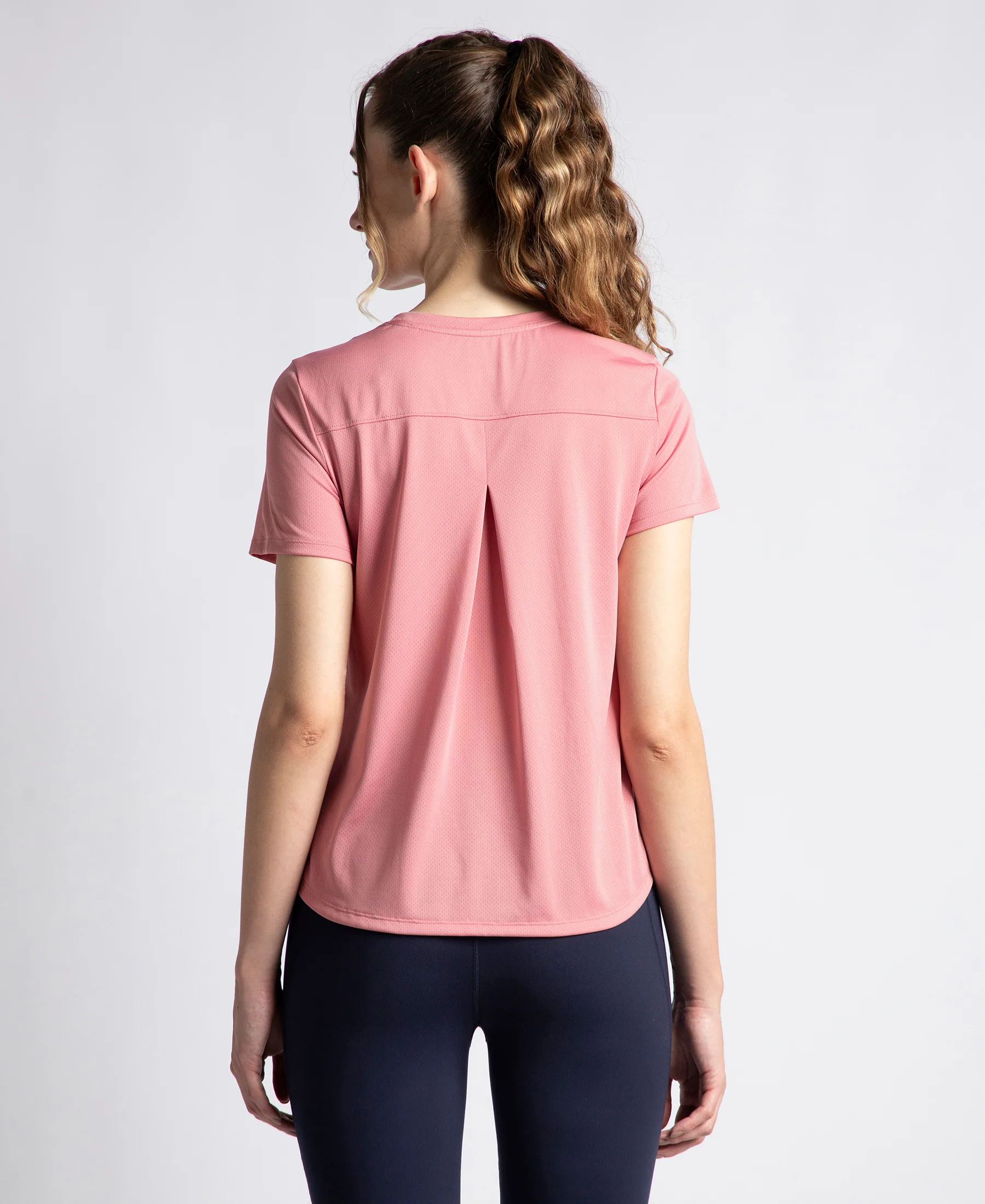 Microfiber Fabric Regular Fit Half Sleeve Breathable Mesh T-Shirt - Rose - Image 3