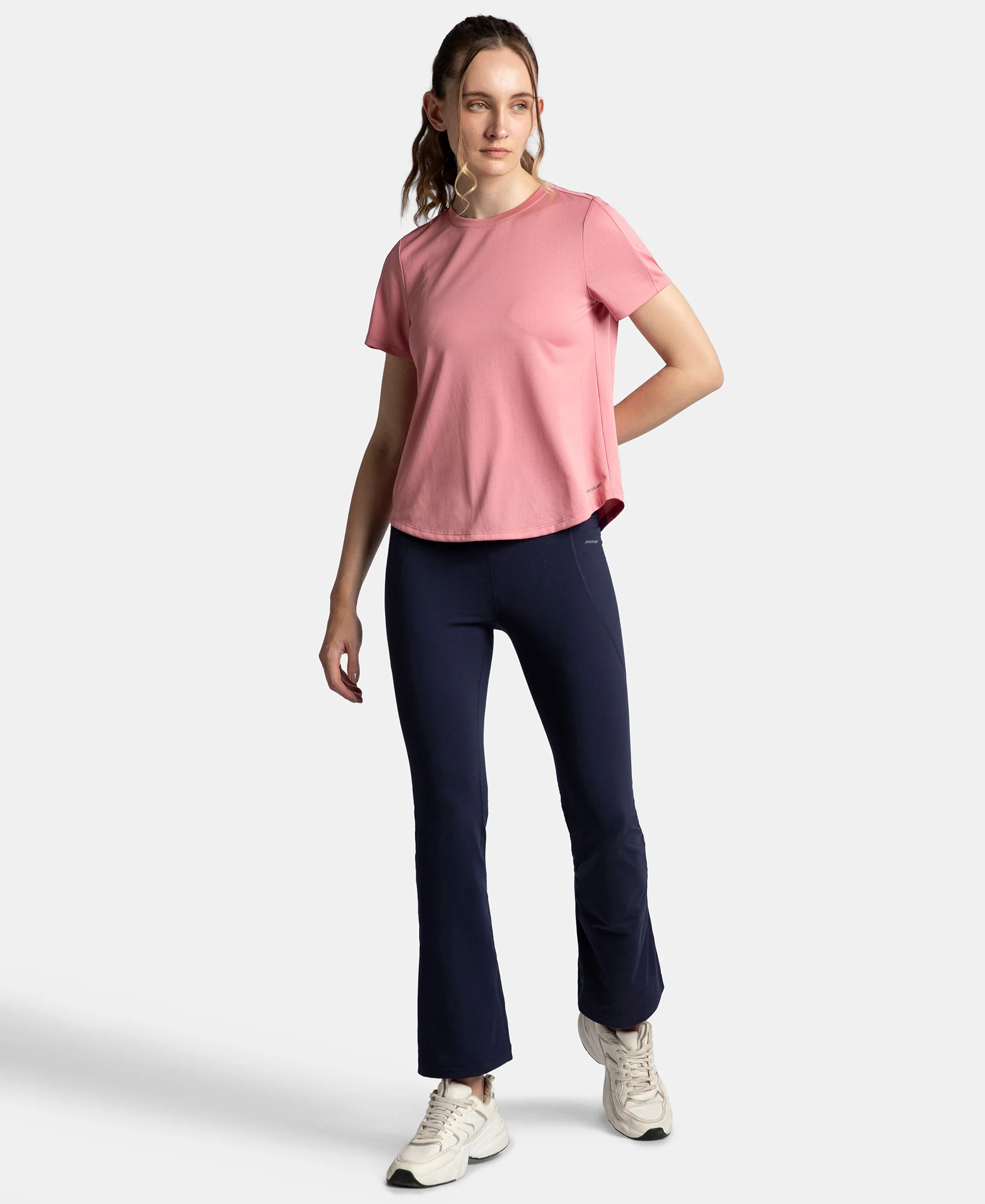 Microfiber Fabric Regular Fit Half Sleeve Breathable Mesh T-Shirt - Rose - Image 4