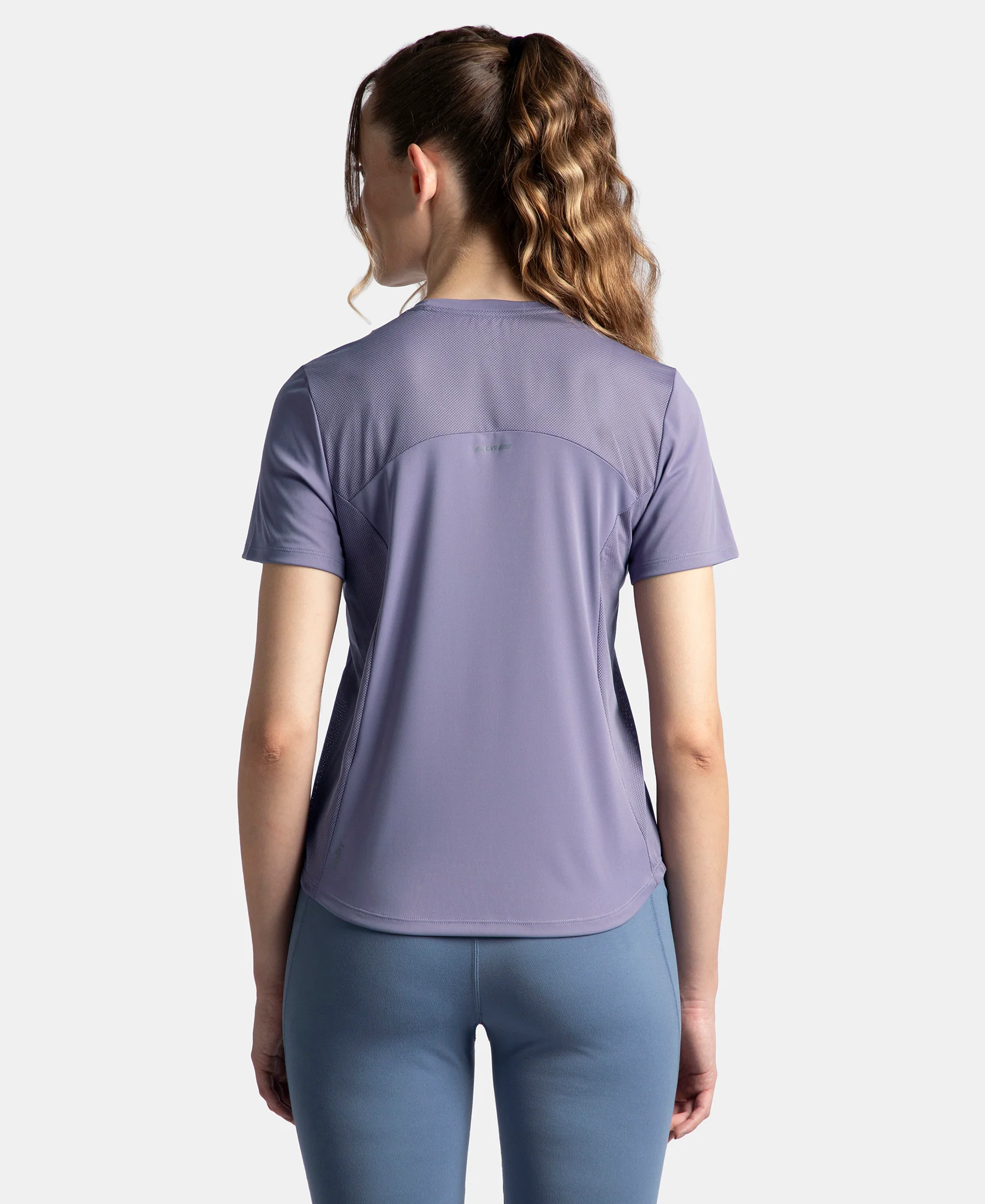 Microfiber Fabric Regular Fit Half Sleeve Breathable Mesh T-Shirt with Curved Hem Styling - Cosmic - Image 3