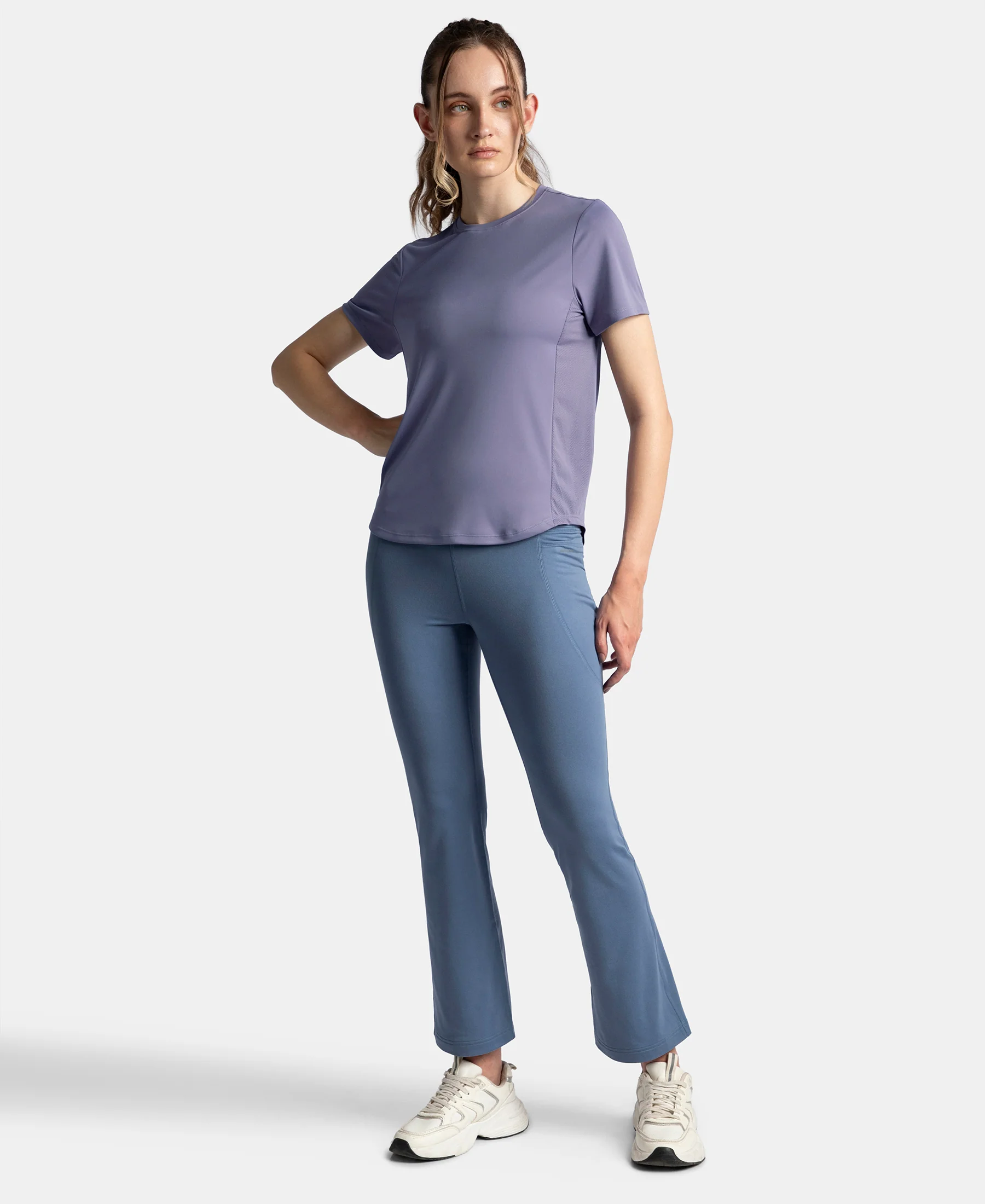 Microfiber Fabric Regular Fit Half Sleeve Breathable Mesh T-Shirt with Curved Hem Styling - Cosmic - Image 4