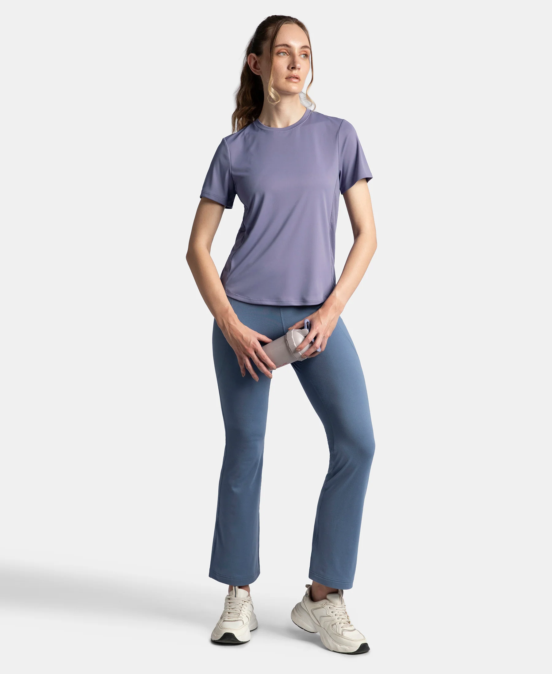Microfiber Fabric Regular Fit Half Sleeve Breathable Mesh T-Shirt with Curved Hem Styling - Cosmic - Image 9