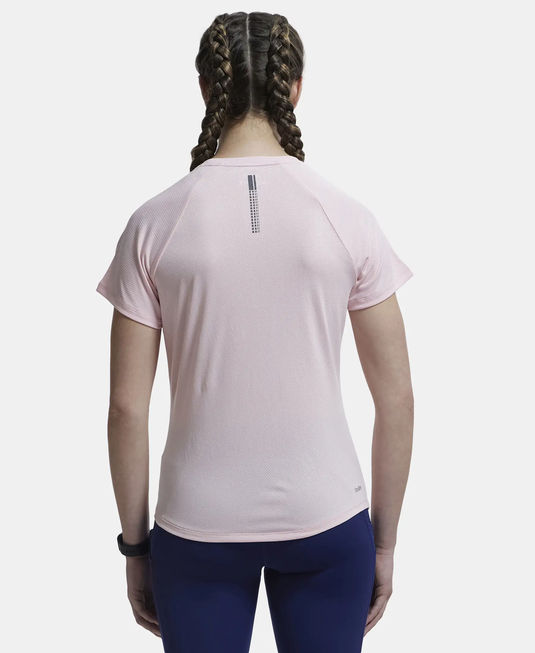 Microfiber Fabric Relaxed Fit Half Sleeve Breathable Mesh T-Shirt - Almond Blossom - Image 3