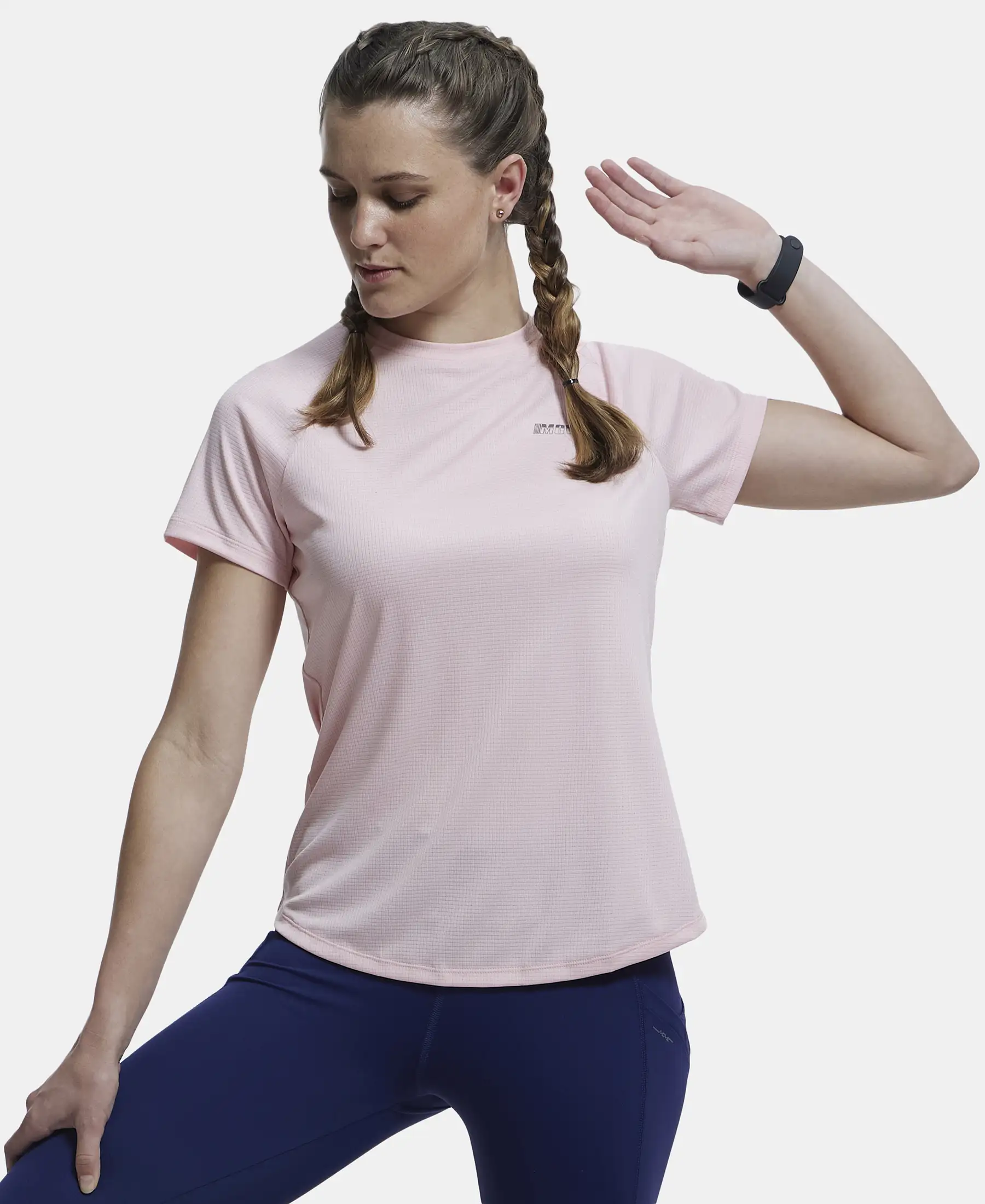 Microfiber Fabric Relaxed Fit Half Sleeve Breathable Mesh T-Shirt - Almond Blossom - Image 5