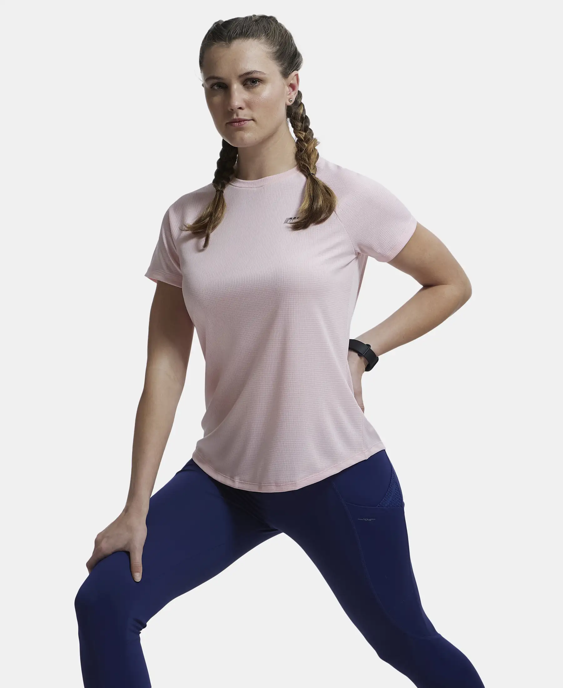 Microfiber Fabric Relaxed Fit Half Sleeve Breathable Mesh T-Shirt - Almond Blossom - Image 6