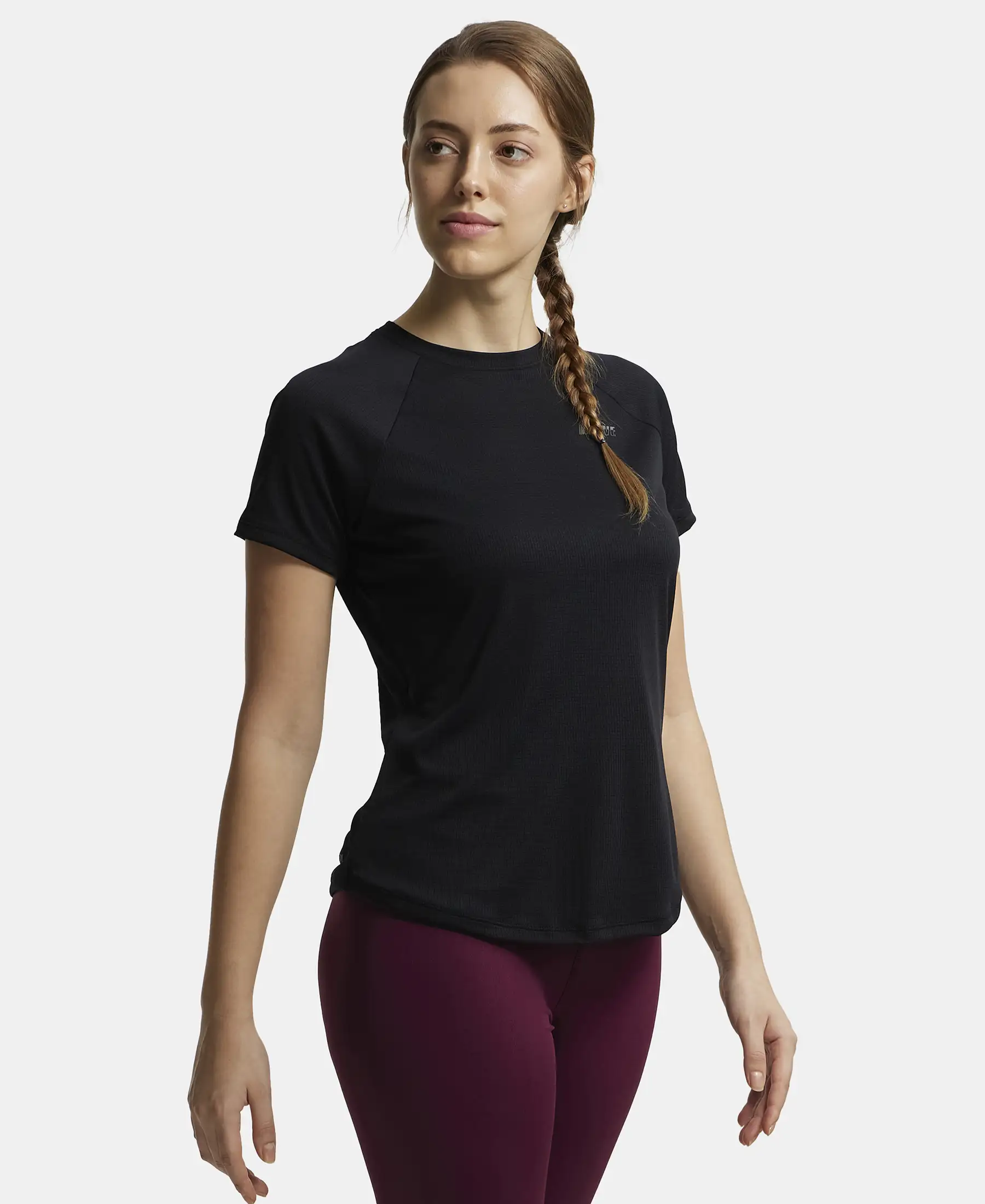 Microfiber Fabric Relaxed Fit Half Sleeve Breathable Mesh T-Shirt - Black - Image 2