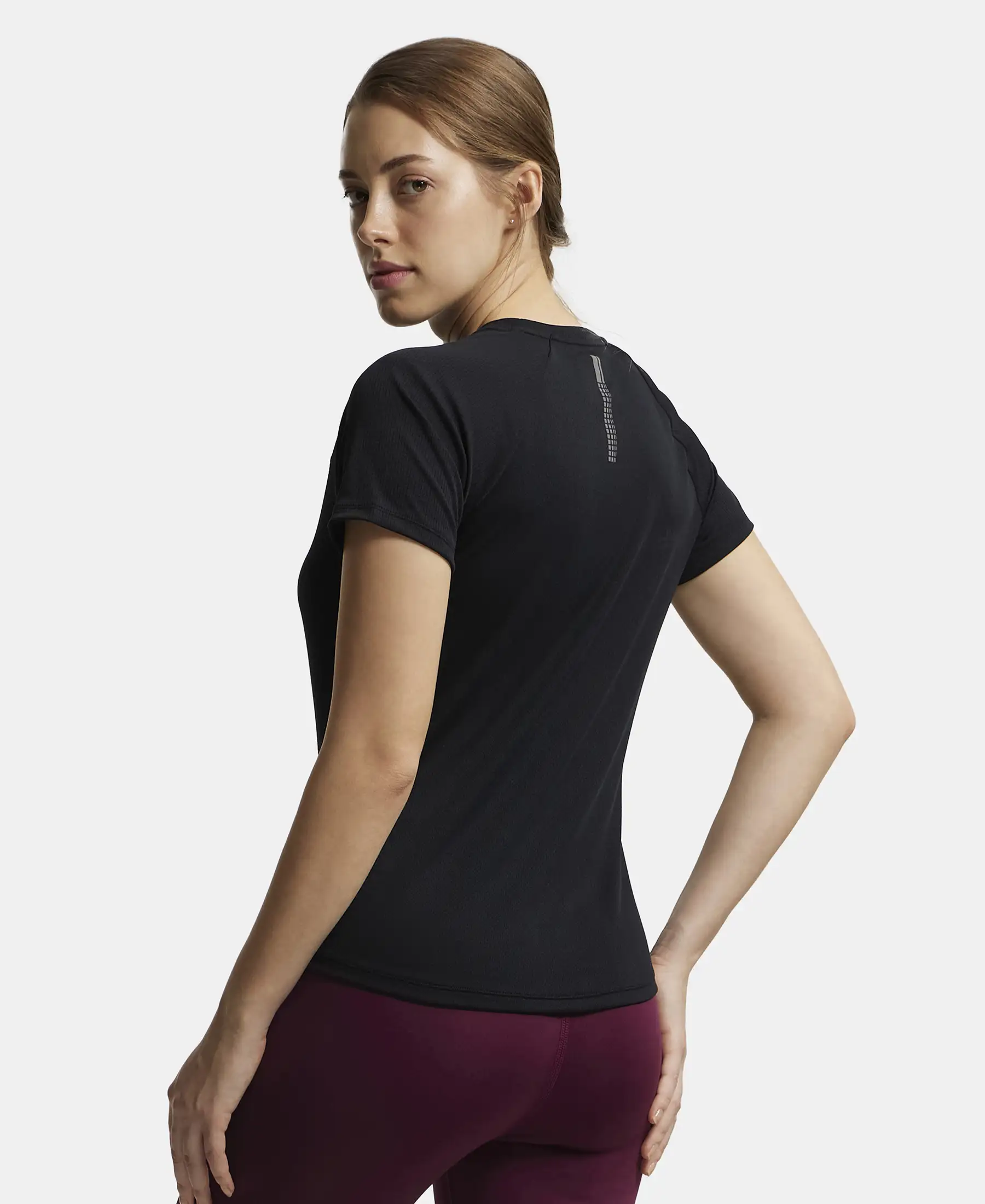 Microfiber Fabric Relaxed Fit Half Sleeve Breathable Mesh T-Shirt - Black - Image 3