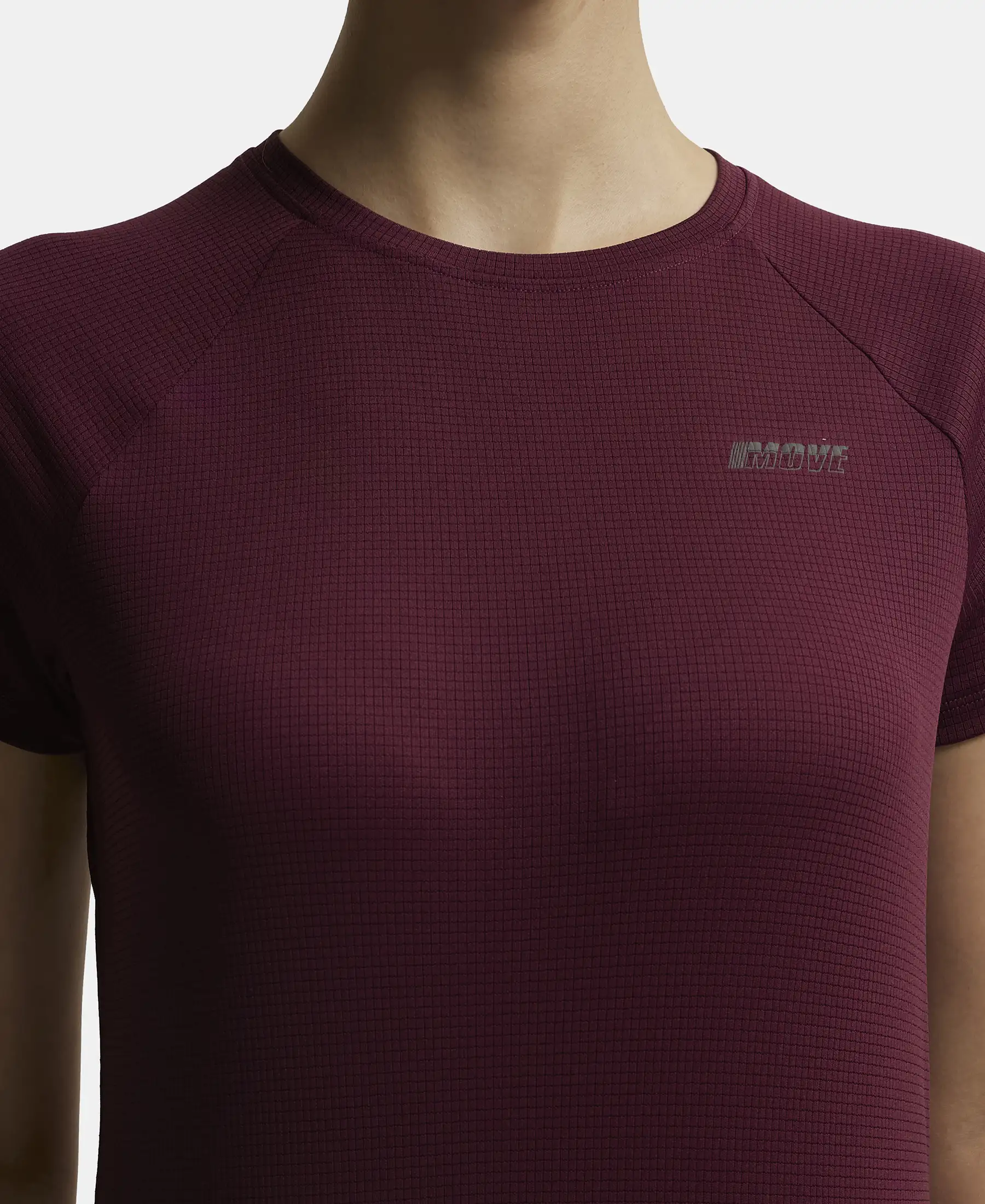 Microfiber Fabric Relaxed Fit Half Sleeve Breathable Mesh T-Shirt - Grape Wine - Image 8
