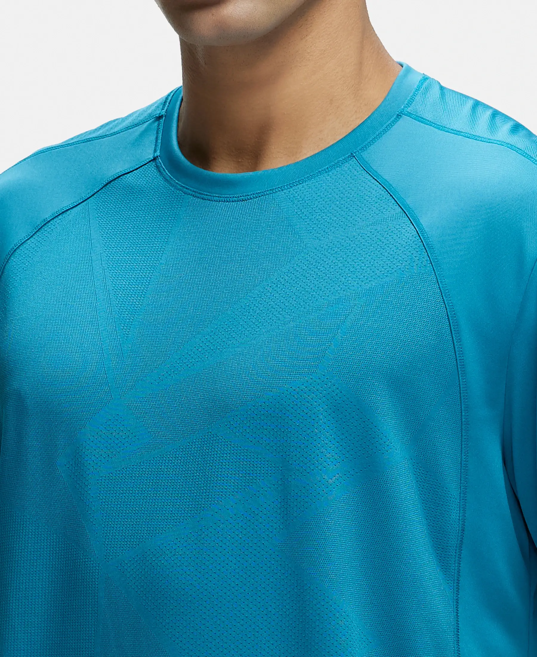 Microfiber Fabric Round Neck Half Sleeve T-Shirt with Breathable Mesh - Caribbean Sea - Image 6