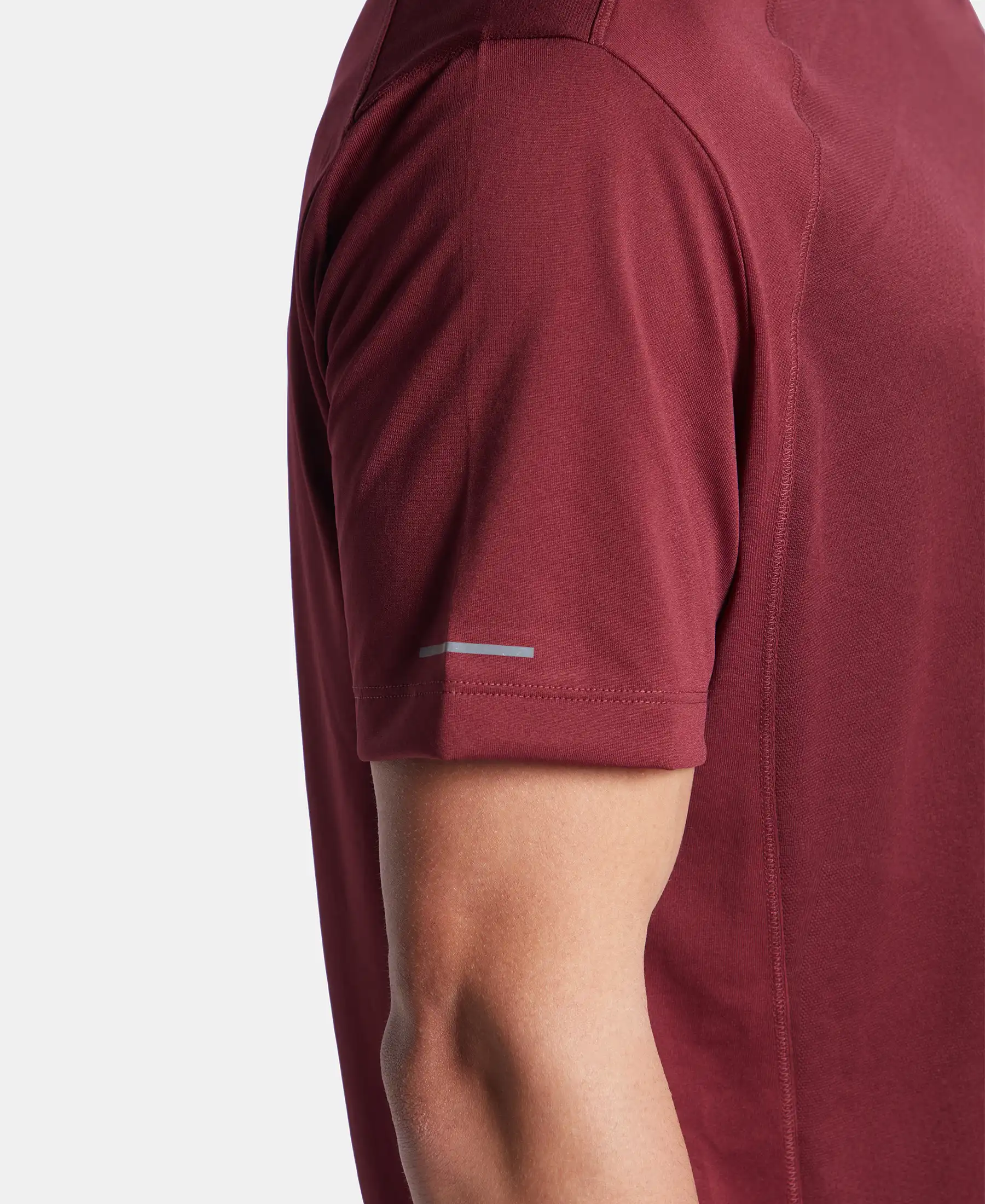 Microfiber Fabric Round Neck Half Sleeve T-Shirt with Breathable Mesh - Tawny Port - Image 10