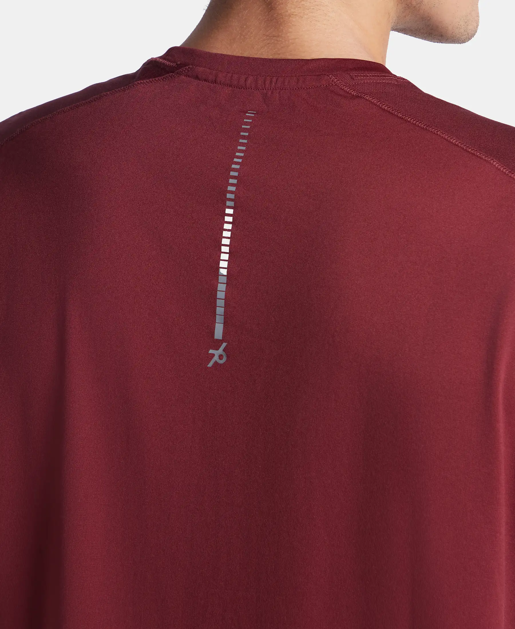 Microfiber Fabric Round Neck Half Sleeve T-Shirt with Breathable Mesh - Tawny Port - Image 8