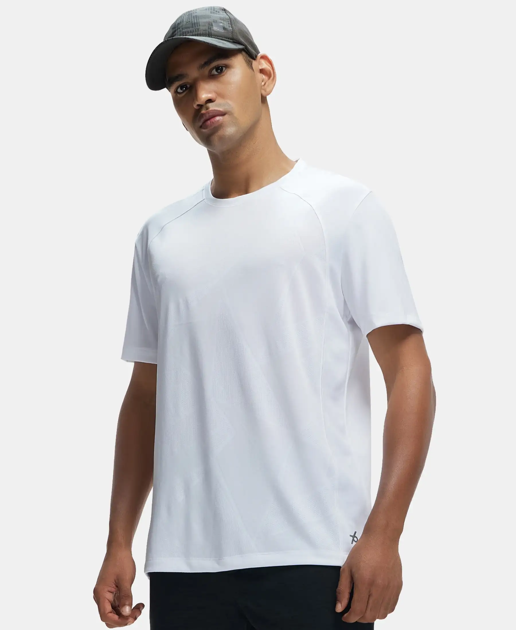 Microfiber Fabric Round Neck Half Sleeve T-Shirt with Breathable Mesh - White - Image 5