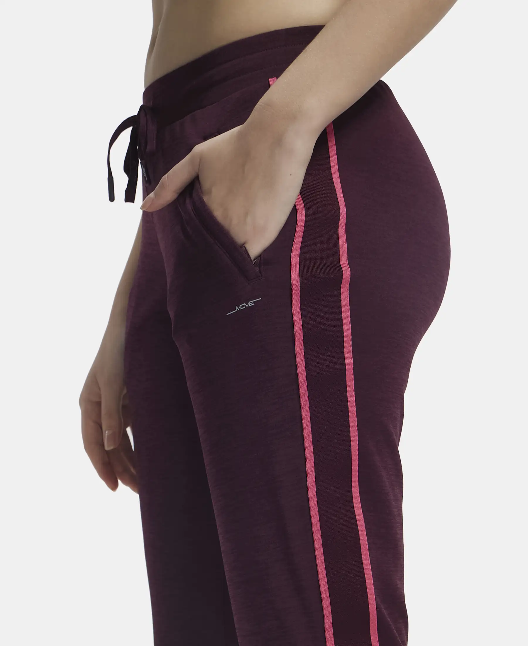 Microfiber Fabric Straight Fit Trackpants with Side Zipper Pockets - Wine Tasting - Image 7