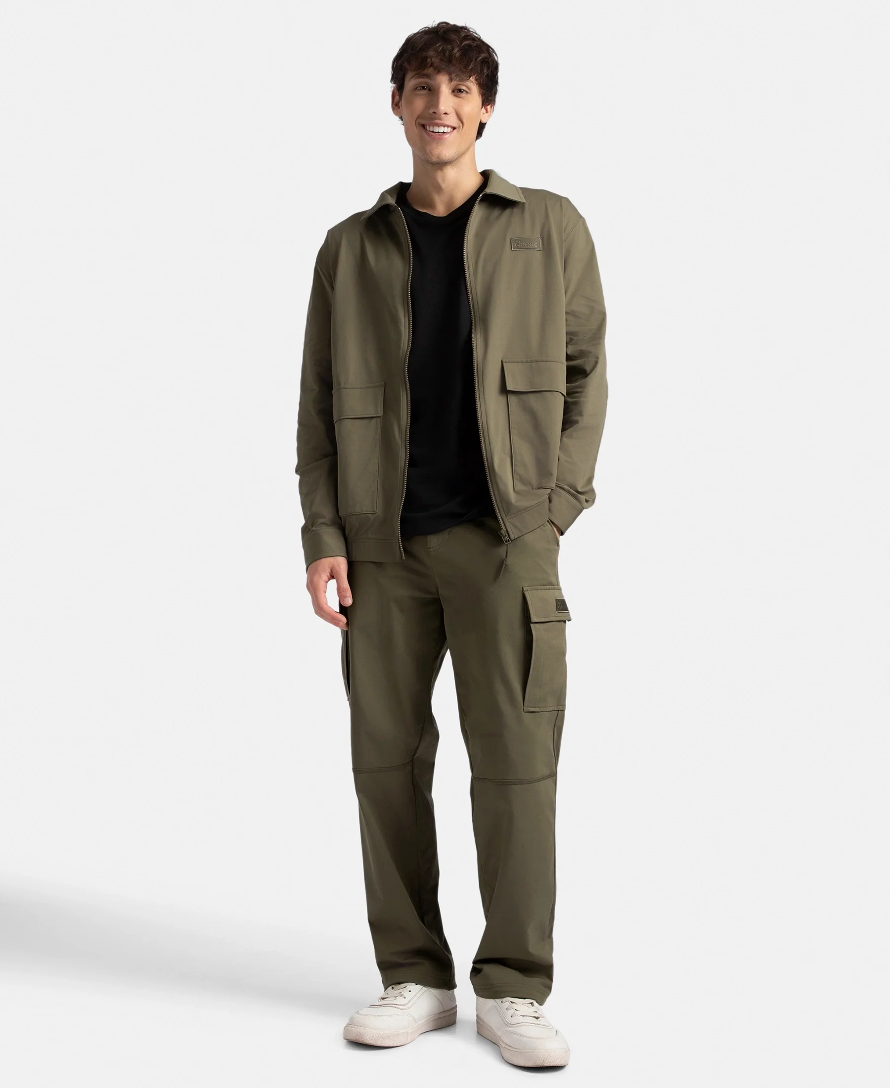 Microfiber Fabric Utility Pants with Cargo Pockets - Green - Image 4