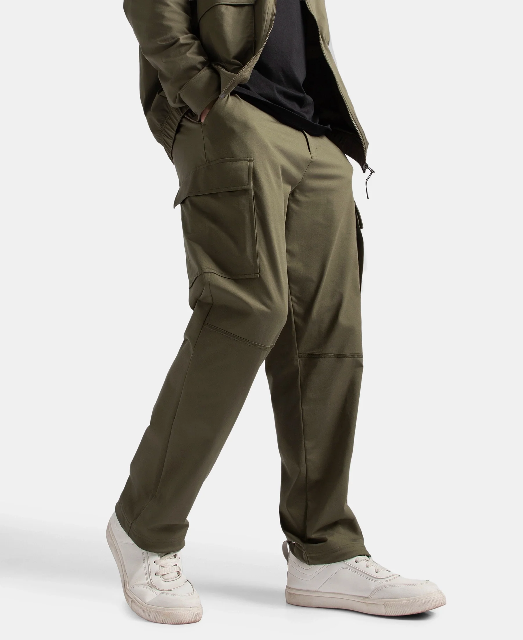 Microfiber Fabric Utility Pants with Cargo Pockets - Green - Image 5