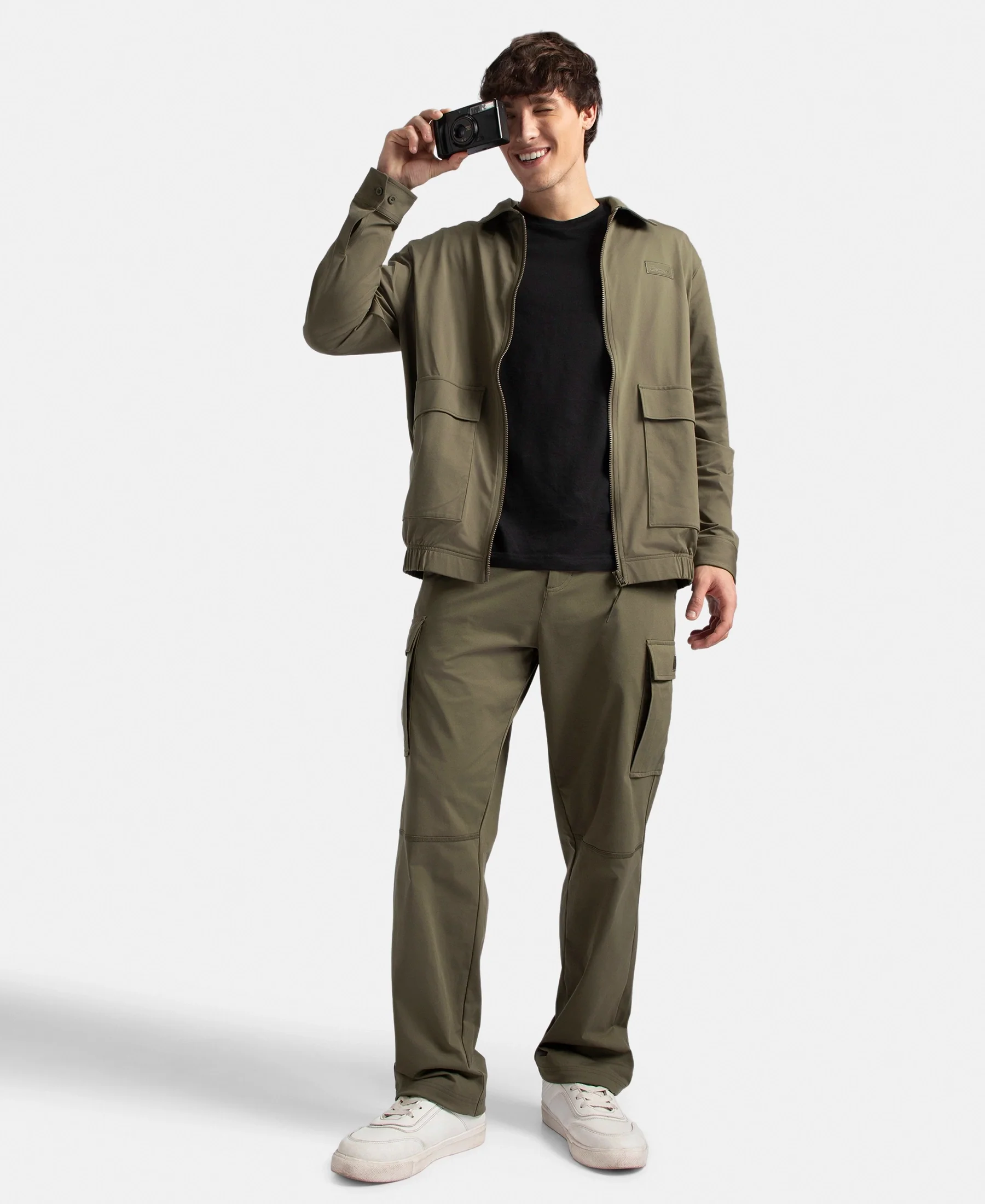 Microfiber Fabric Utility Pants with Cargo Pockets - Green - Image 6