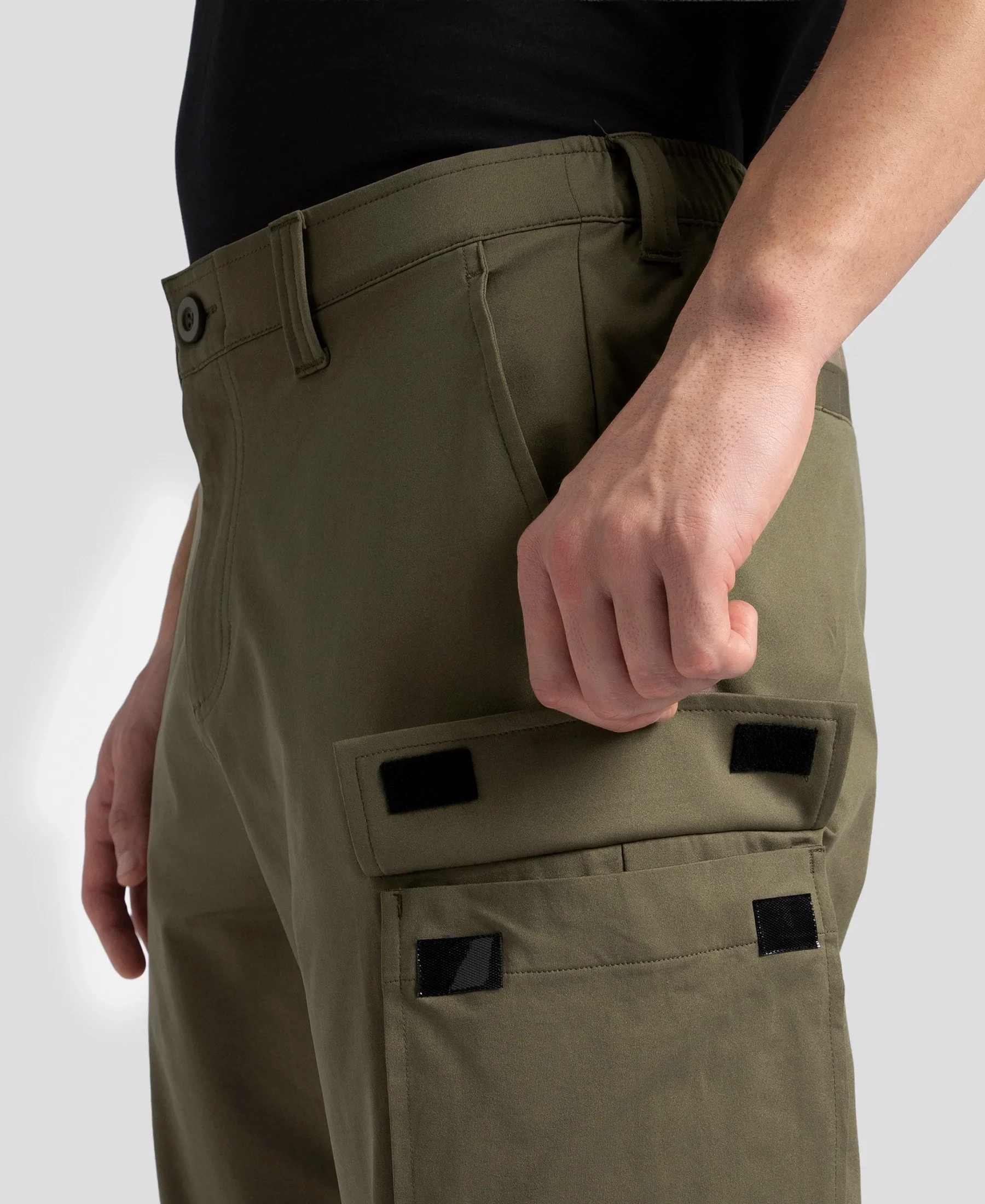 Microfiber Fabric Utility Pants with Cargo Pockets - Green - Image 7
