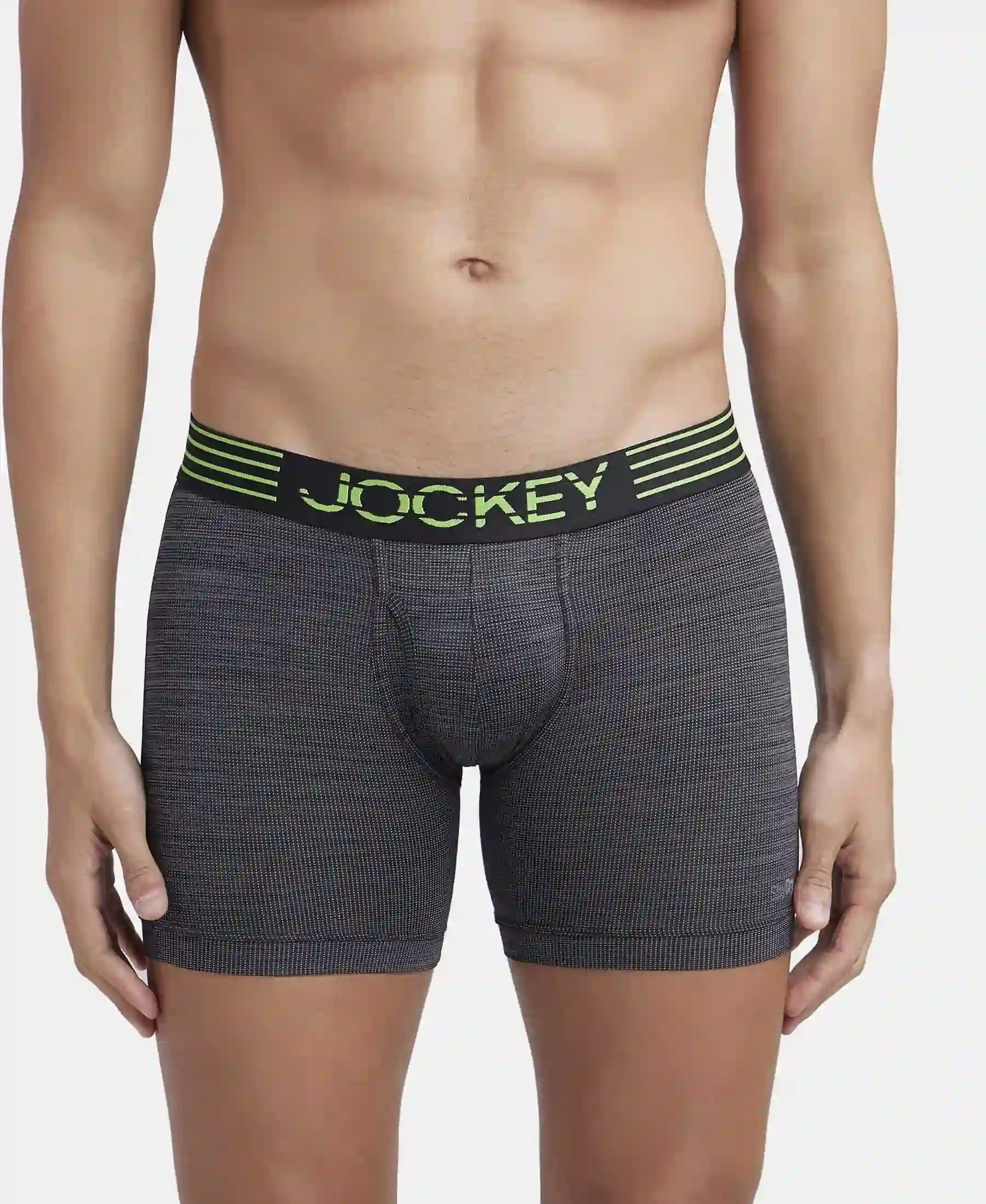 Microfiber Mesh Elastane Stretch Performance Boxer Brief with StayDry Technology - Black