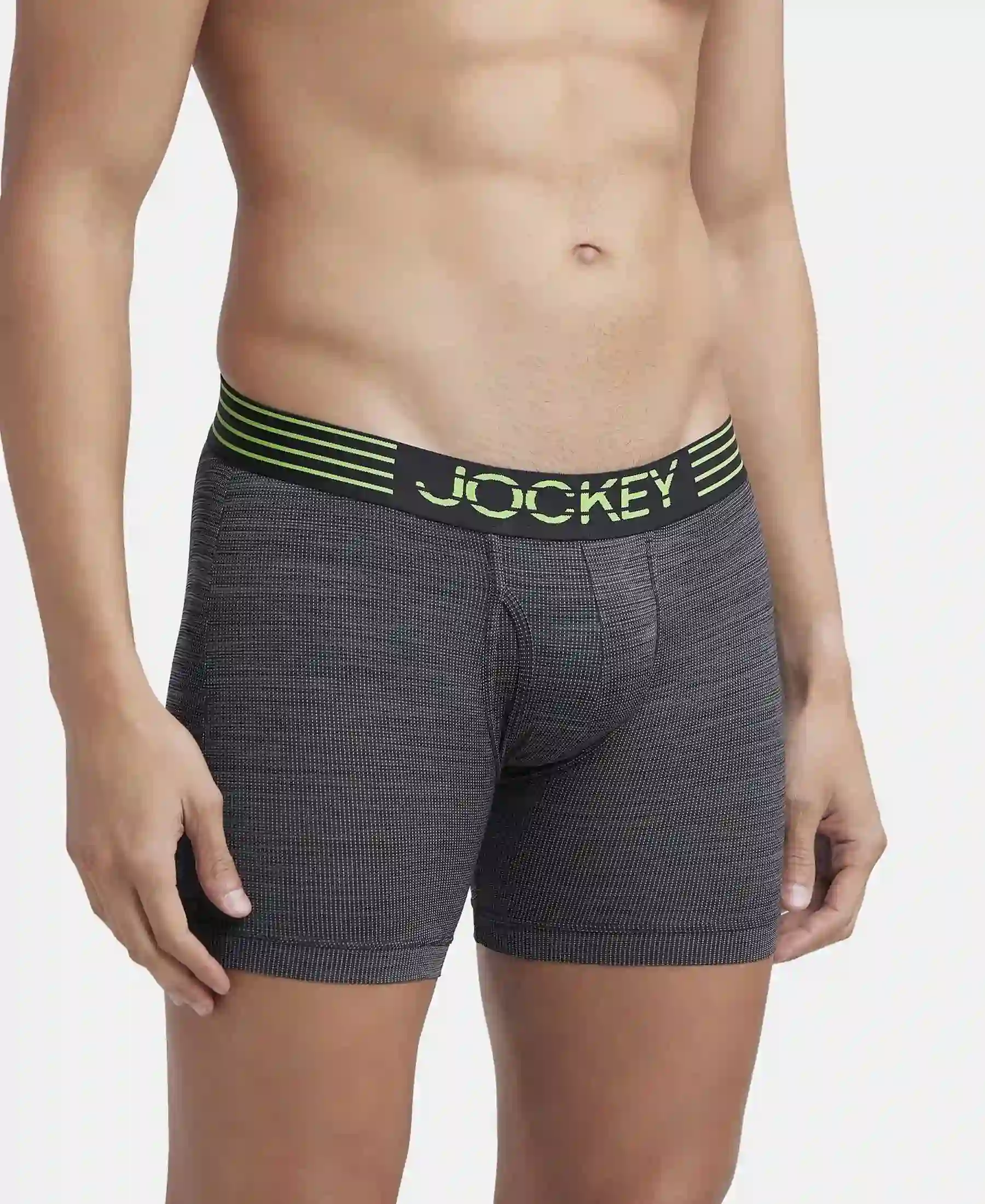 Microfiber Mesh Elastane Stretch Performance Boxer Brief with StayDry Technology - Black - Image 2