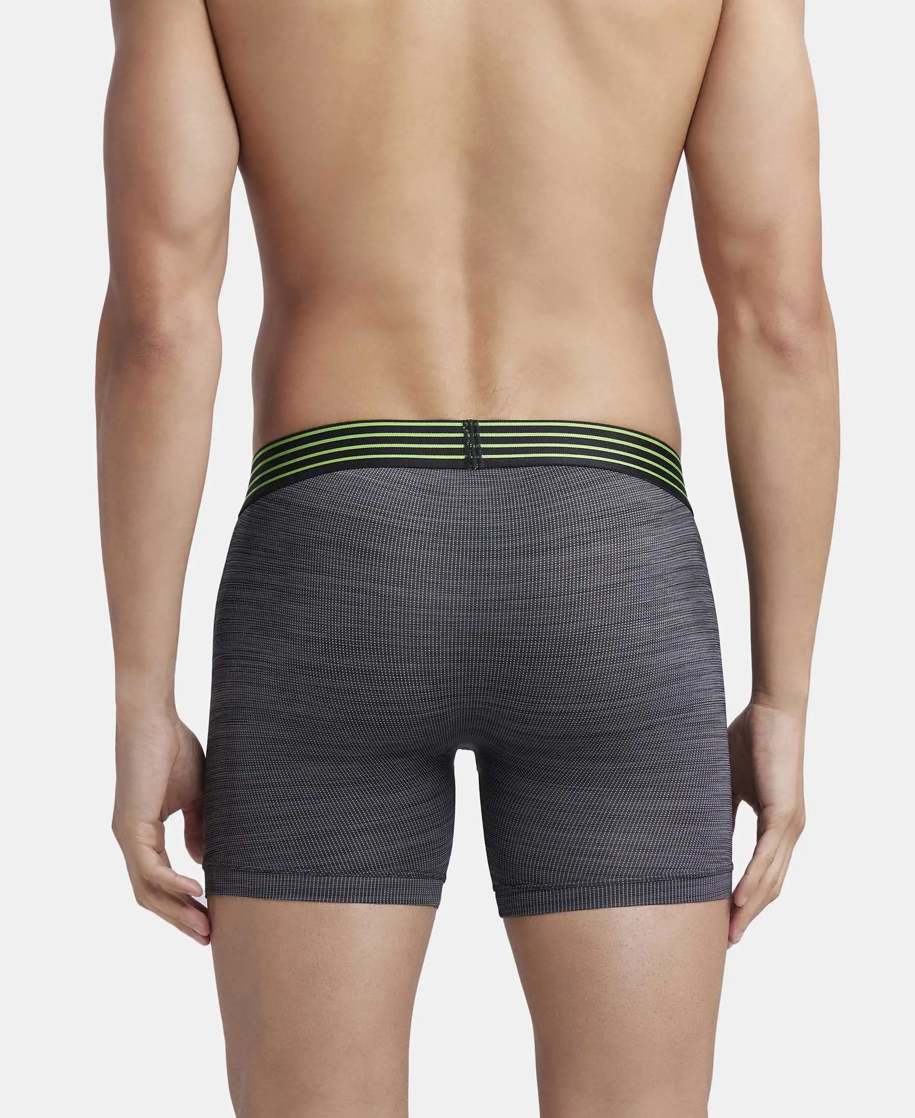 Microfiber Mesh Elastane Stretch Performance Boxer Brief with StayDry Technology - Black - Image 3