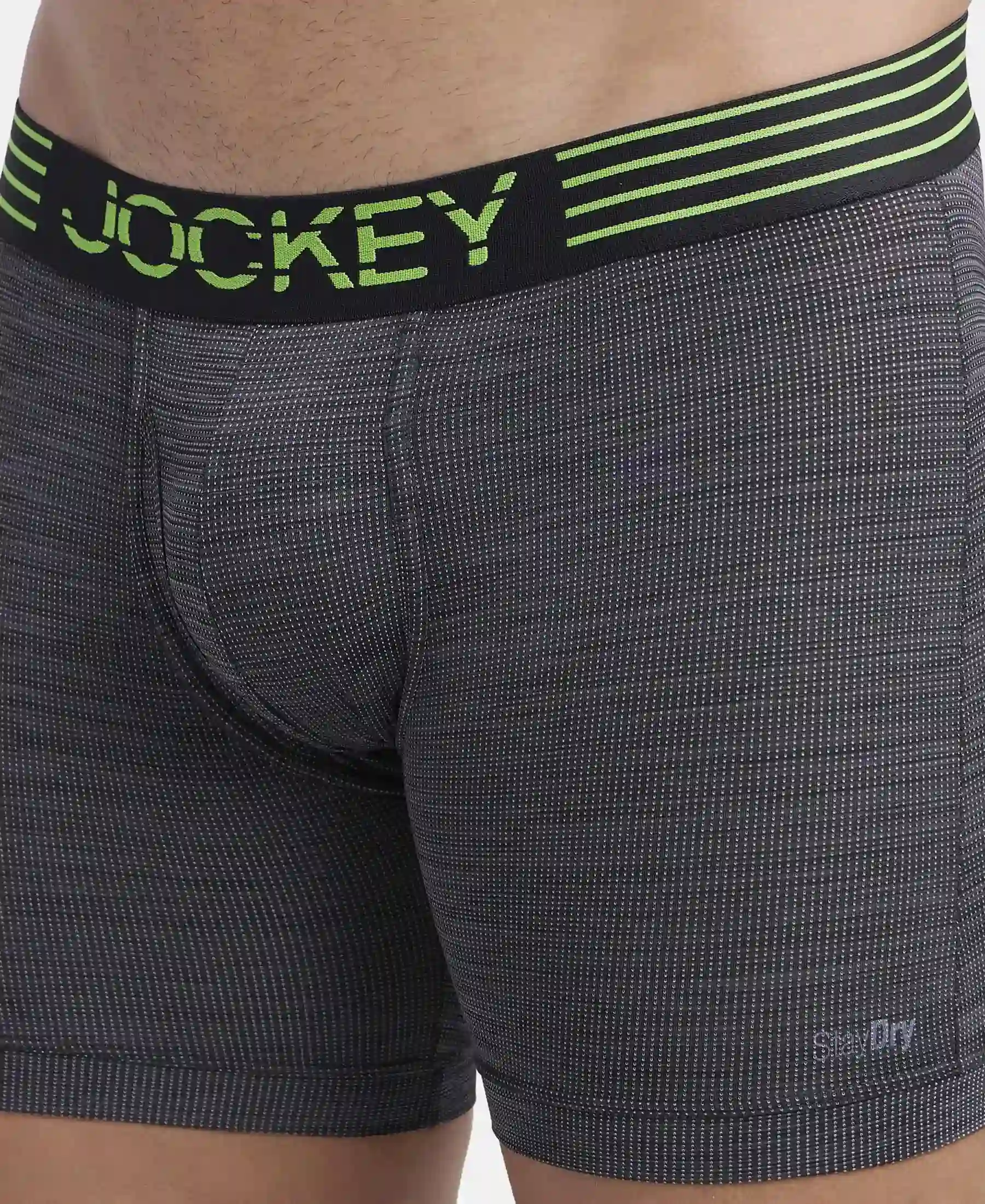 Microfiber Mesh Elastane Stretch Performance Boxer Brief with StayDry Technology - Black - Image 6