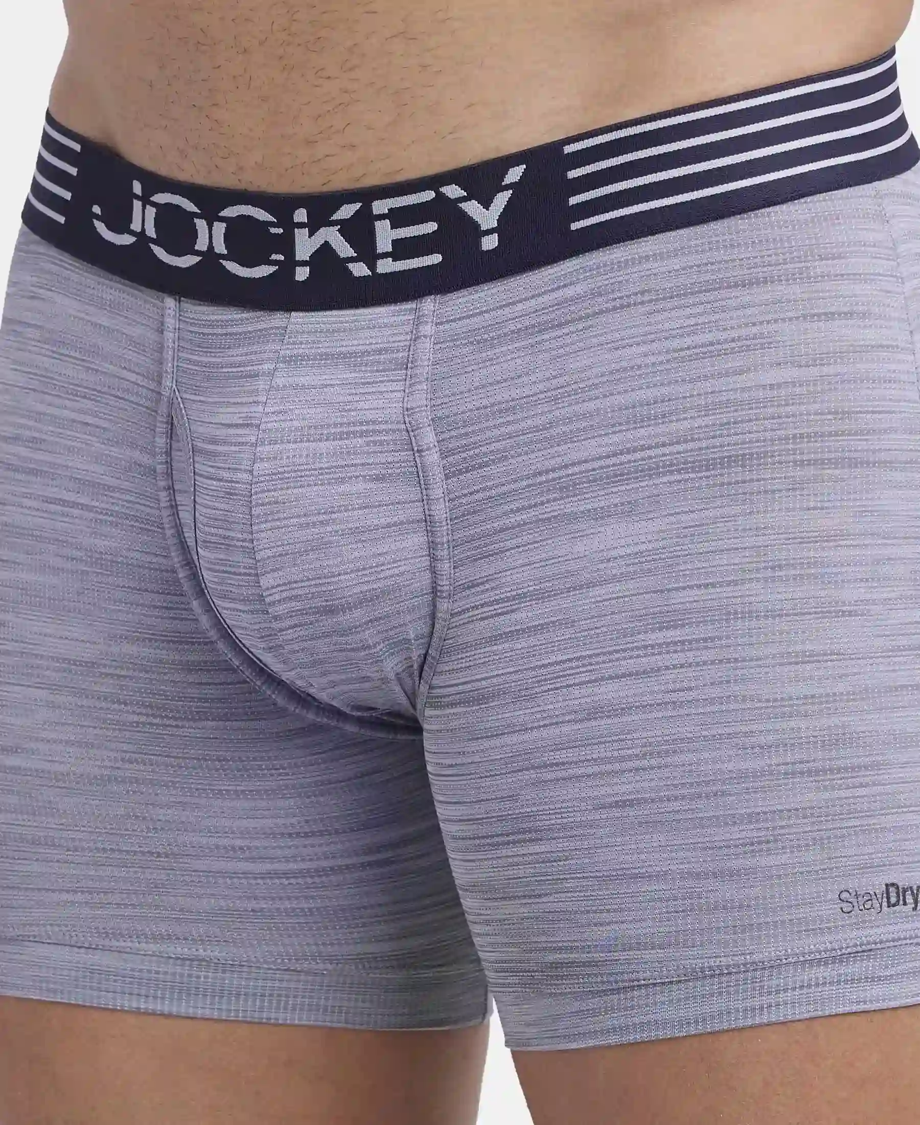 Microfiber Mesh Elastane Stretch Performance Boxer Brief with StayDry Technology - Mid Grey - Image 6