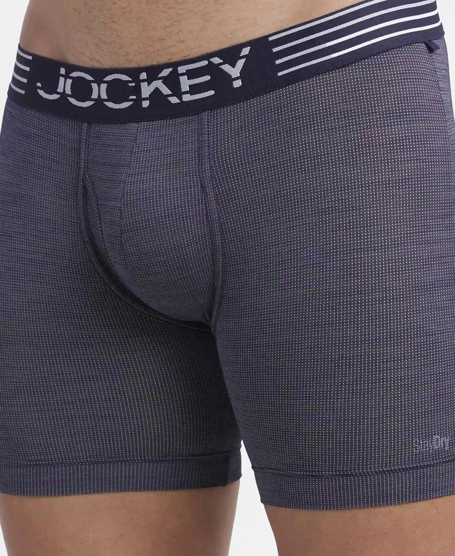 Microfiber Mesh Elastane Stretch Performance Boxer Brief with StayDry Technology - True Navy - Image 6