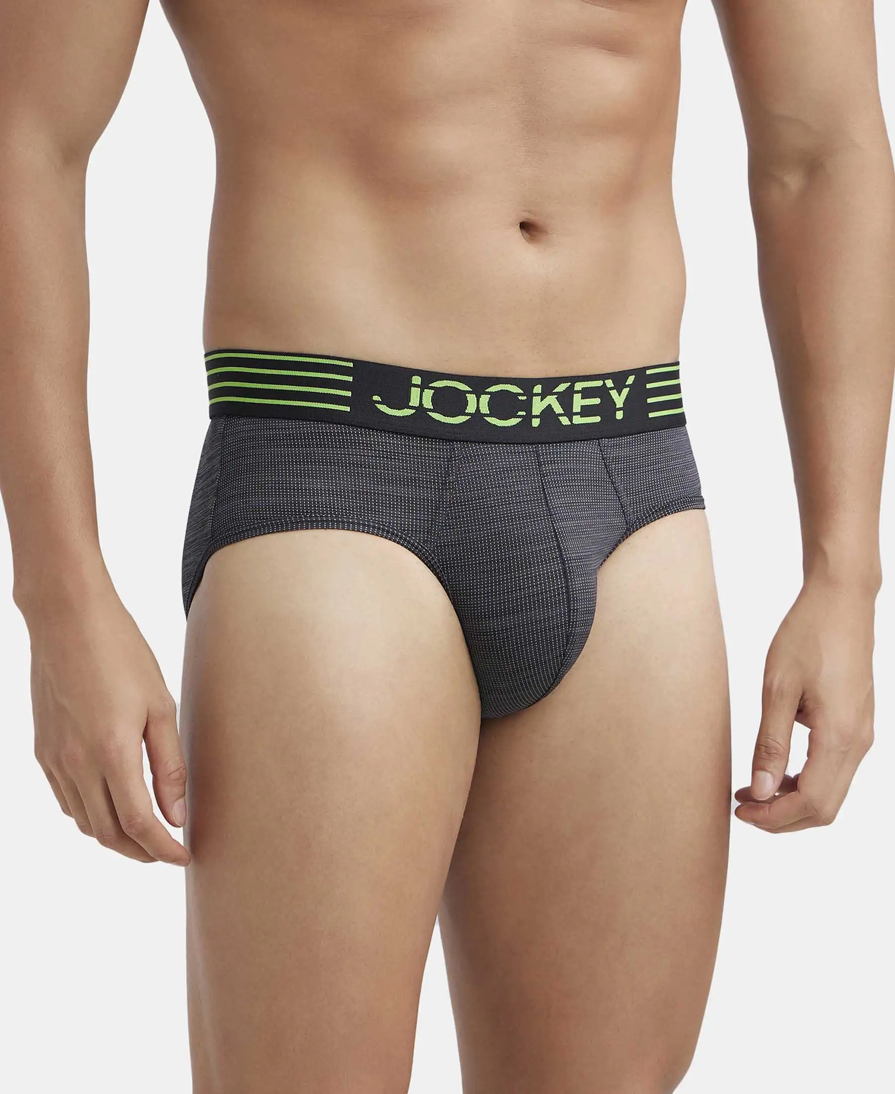 Microfiber Mesh Elastane Stretch Performance Brief with StayDry Technology - Black - Image 2