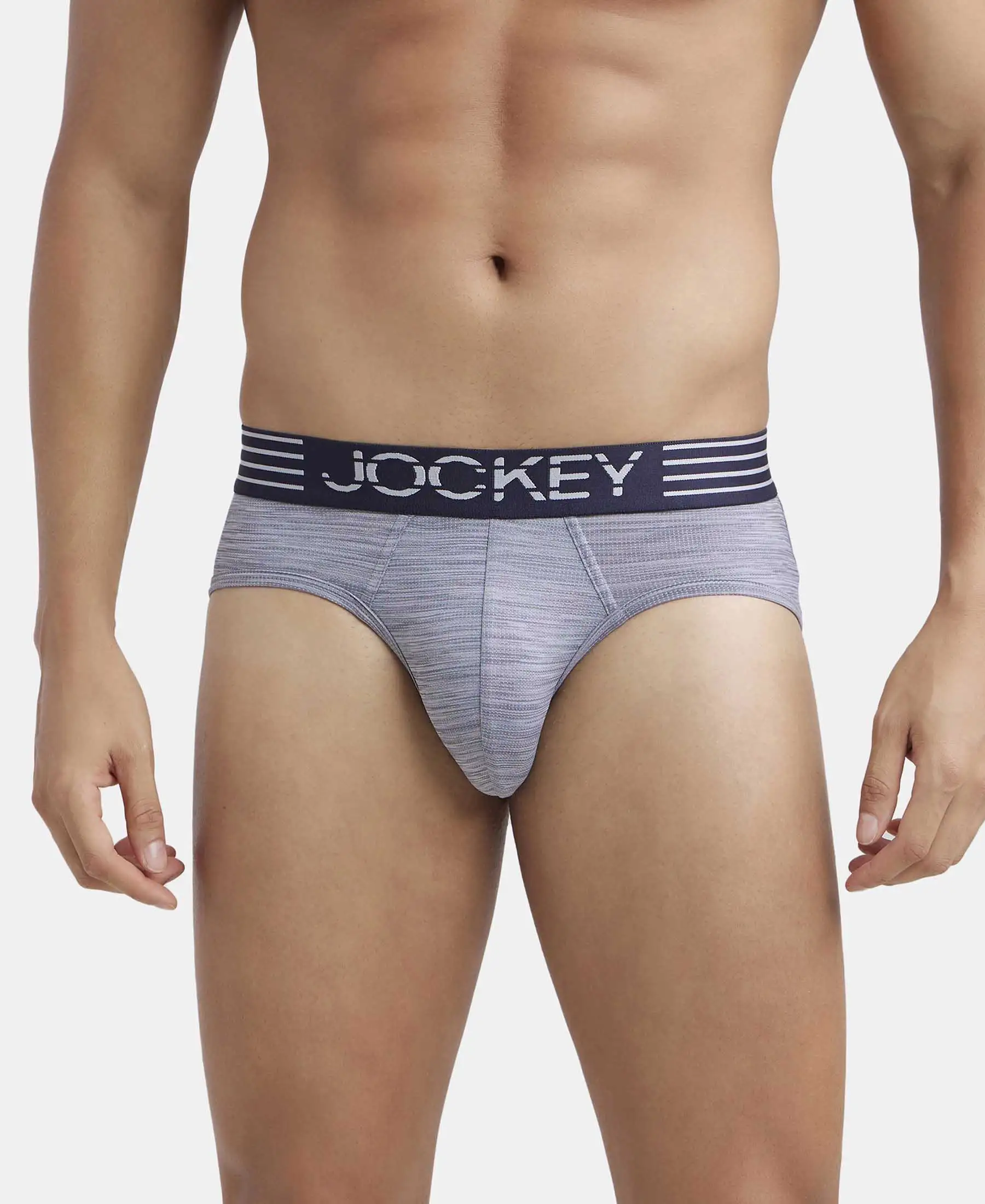 Microfiber Mesh Elastane Stretch Performance Brief with StayDry Technology - Mid Grey