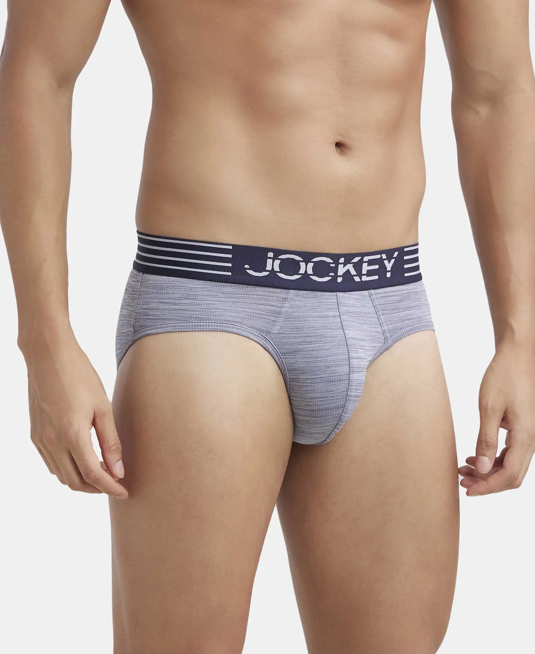 Microfiber Mesh Elastane Stretch Performance Brief with StayDry Technology - Mid Grey - Image 2