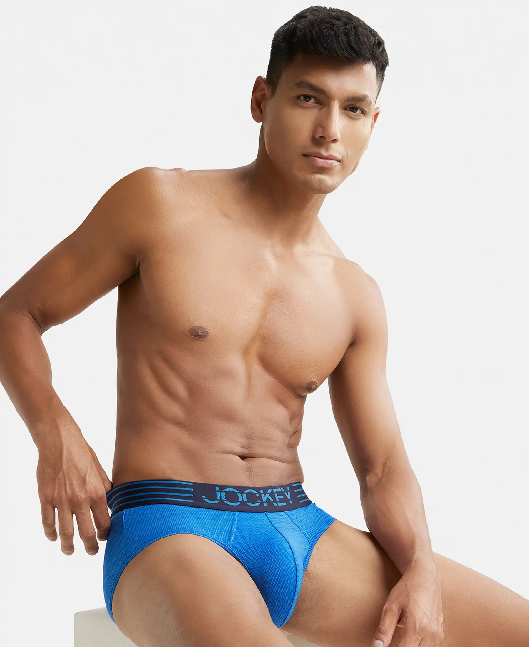 Microfiber Mesh Elastane Stretch Performance Brief with StayDry Technology - Move Blue - Image 5