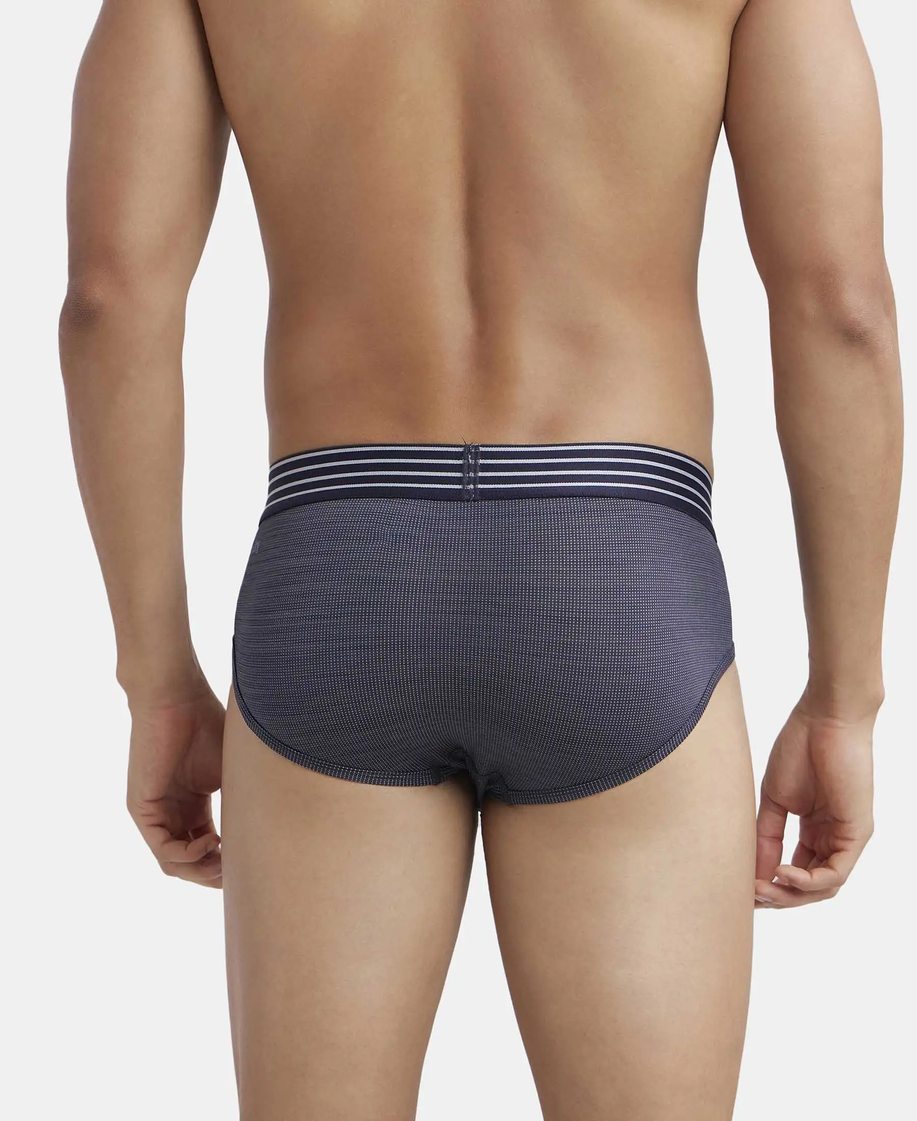 Microfiber Mesh Elastane Stretch Performance Brief with StayDry Technology - True Navy - Image 3