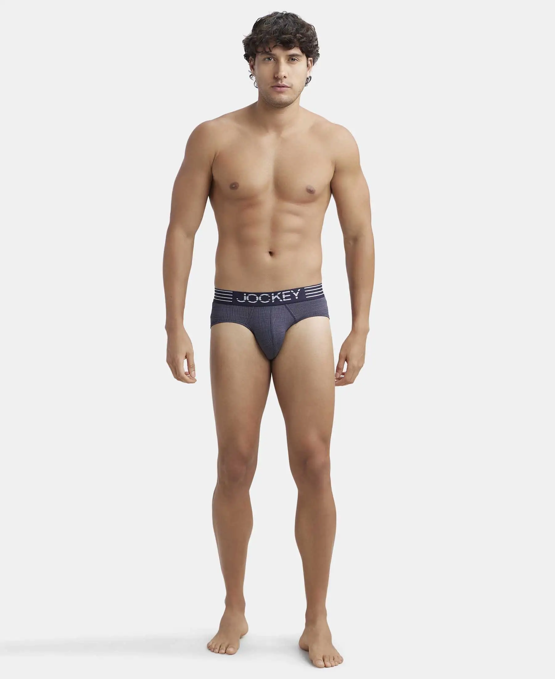 Microfiber Mesh Elastane Stretch Performance Brief with StayDry Technology - True Navy - Image 4