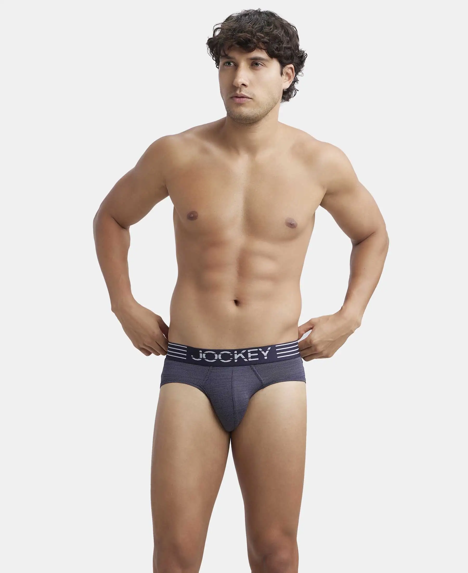 Microfiber Mesh Elastane Stretch Performance Brief with StayDry Technology - True Navy - Image 5