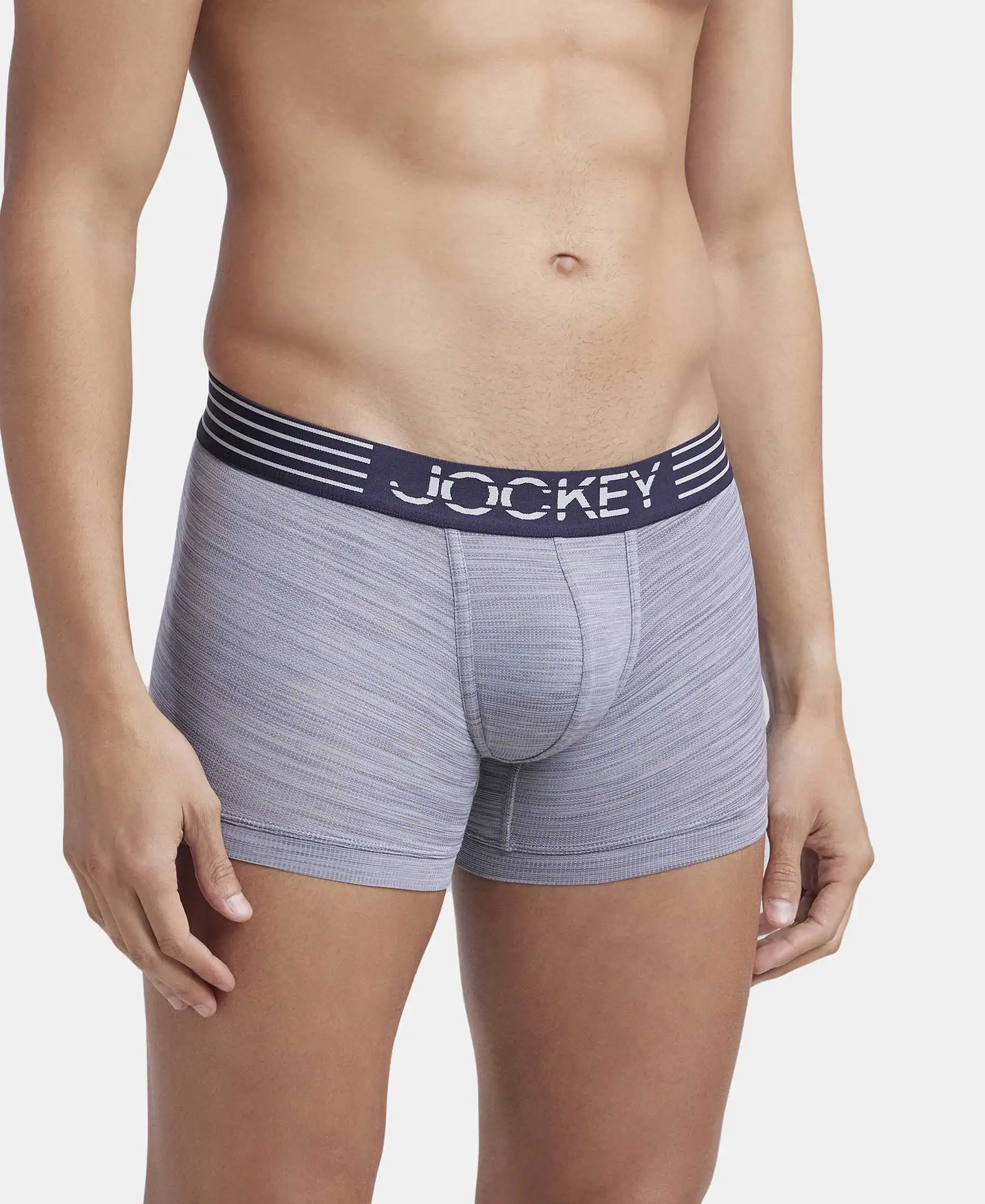 Microfiber Mesh Elastane Stretch Performance Trunk with StayDry Technology - Mid Grey - Image 2