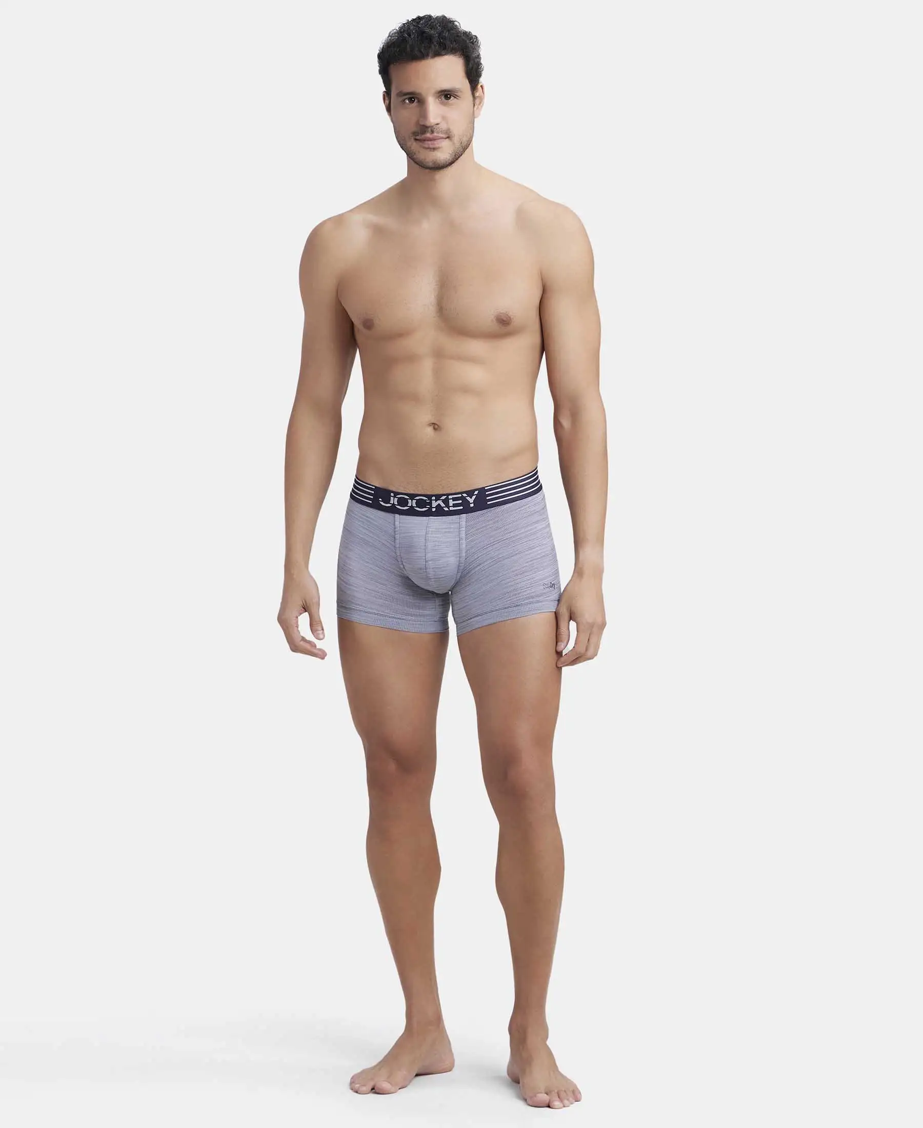 Microfiber Mesh Elastane Stretch Performance Trunk with StayDry Technology - Mid Grey - Image 4