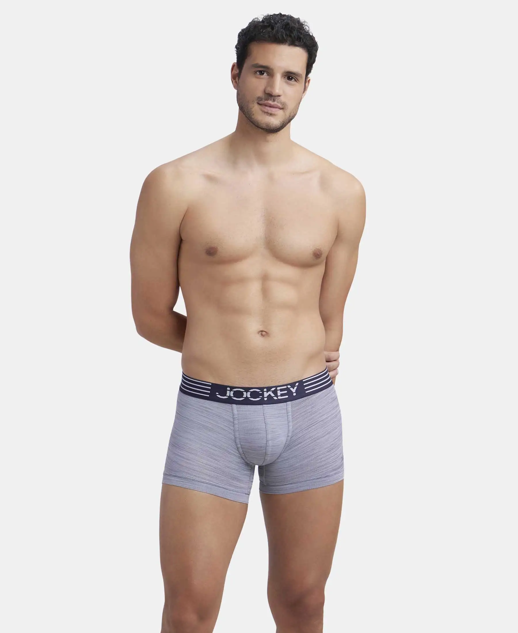 Microfiber Mesh Elastane Stretch Performance Trunk with StayDry Technology - Mid Grey - Image 5