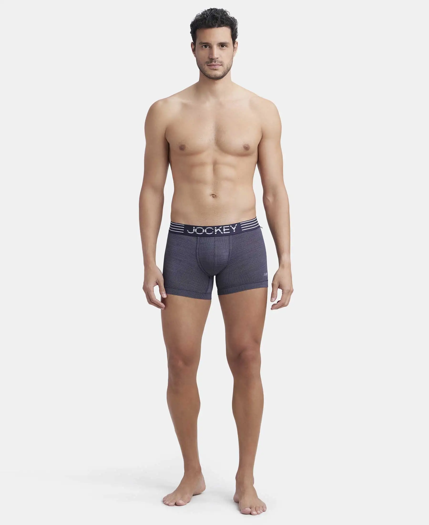 Microfiber Mesh Elastane Stretch Performance Trunk with StayDry Technology - True Navy - Image 4
