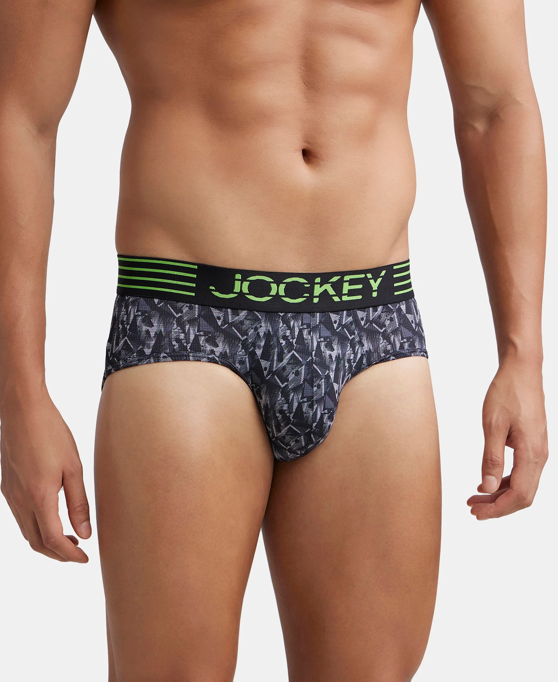 Microfiber Mesh Elastane Stretch Printed Performance Brief with StayDry Technology - Black print - Image 2