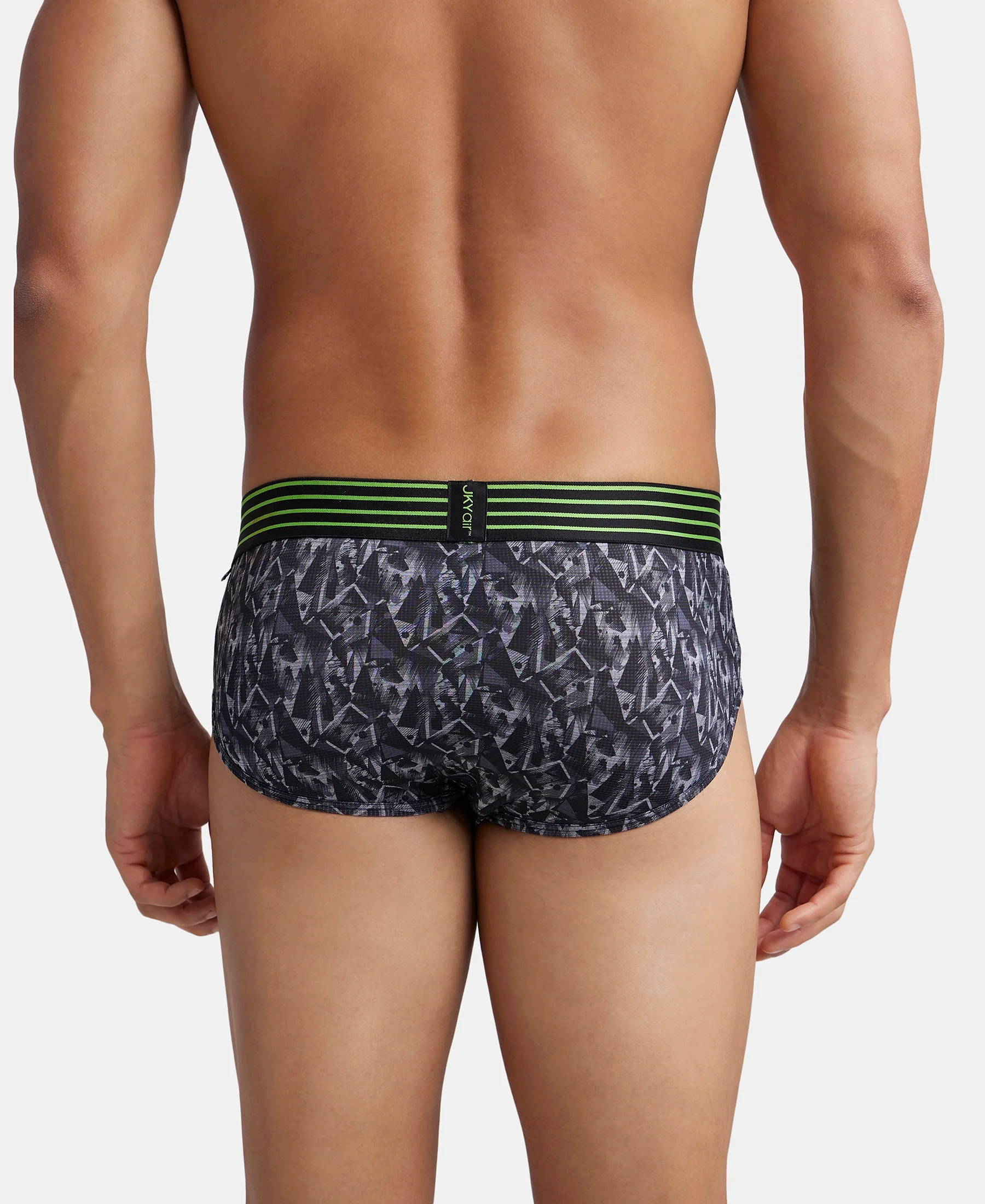 Microfiber Mesh Elastane Stretch Printed Performance Brief with StayDry Technology - Black print - Image 3