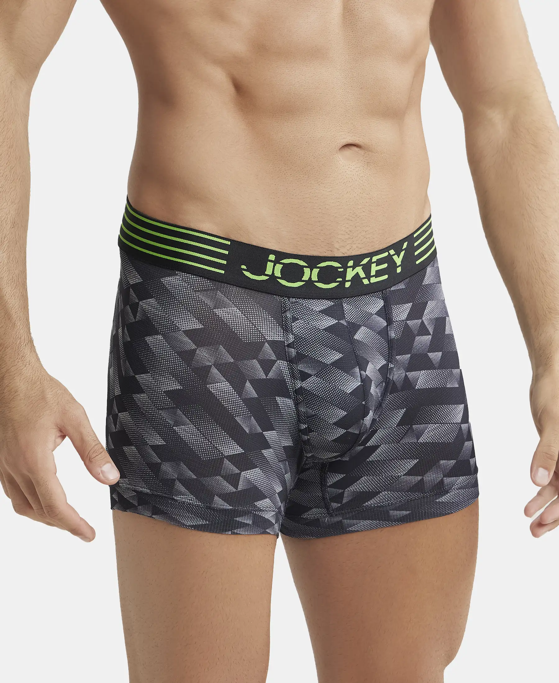 Microfiber Mesh Elastane Stretch Printed Performance Trunk with StayDry Technology - Black print - Image 2