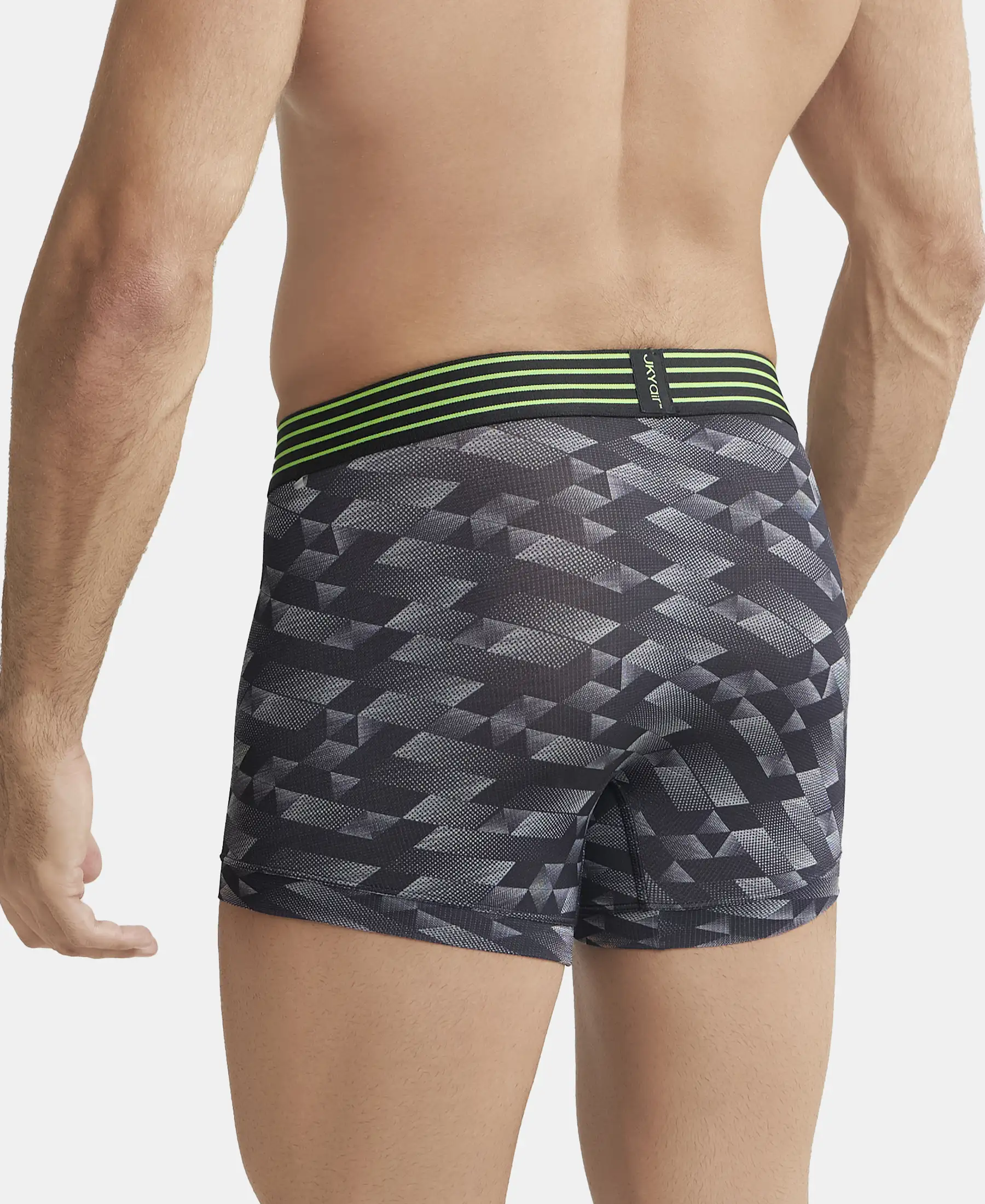 Microfiber Mesh Elastane Stretch Printed Performance Trunk with StayDry Technology - Black print - Image 3