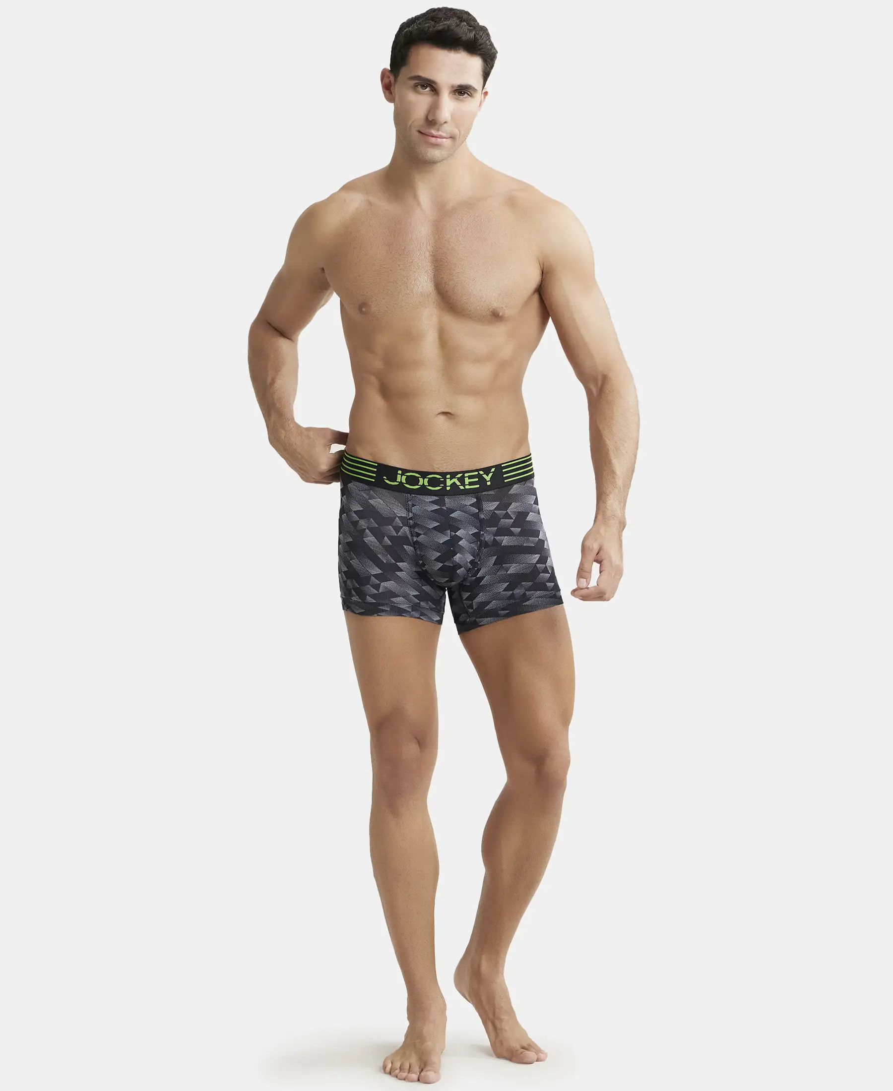 Microfiber Mesh Elastane Stretch Printed Performance Trunk with StayDry Technology - Black print - Image 4